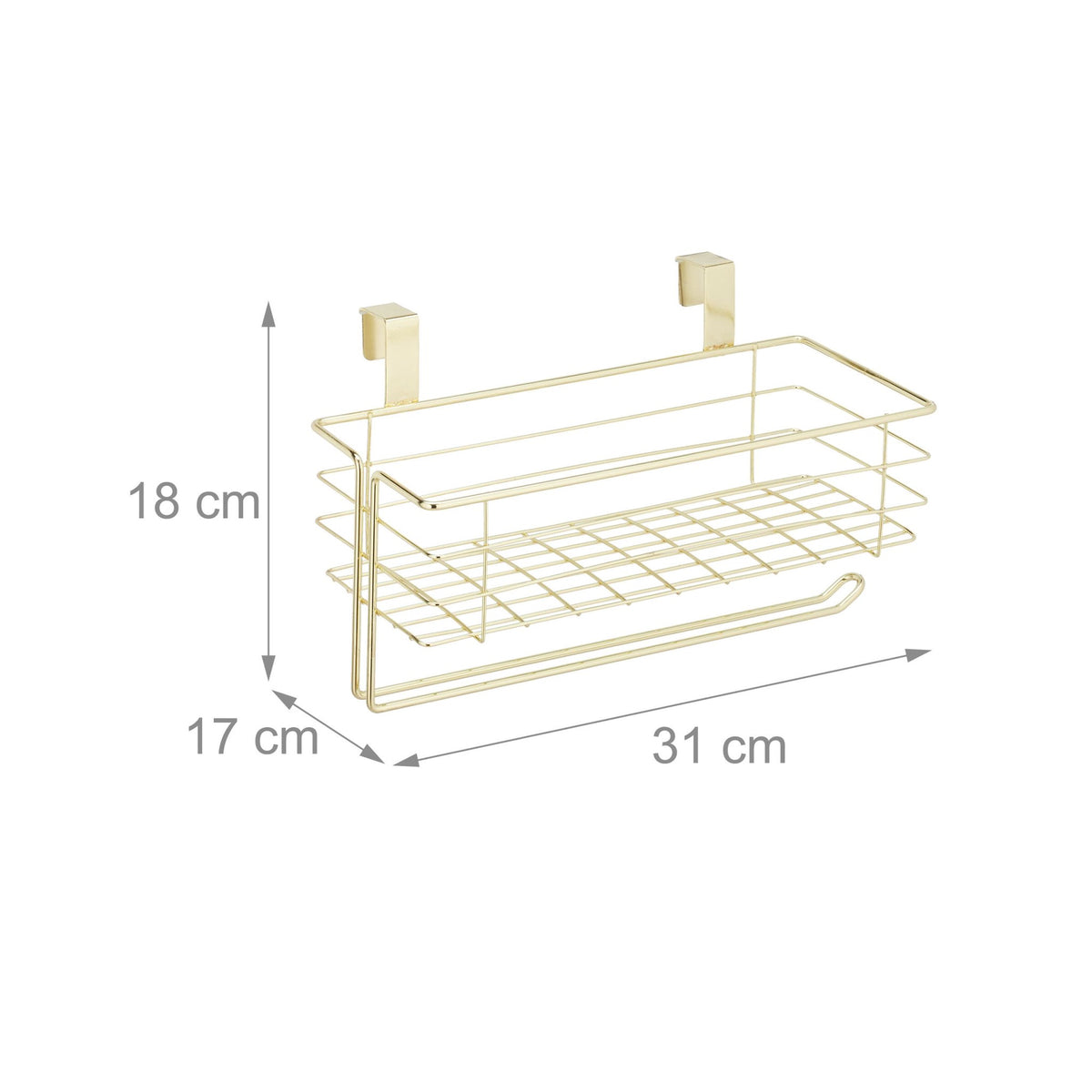 Hanging basket with holder for paper towels