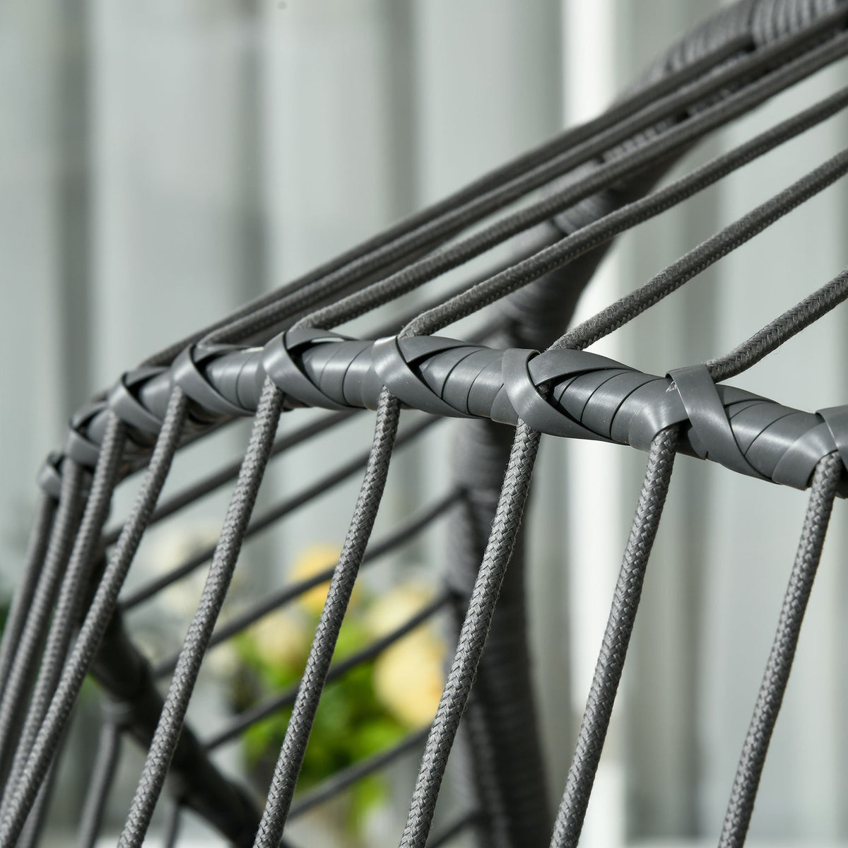 Hanging chair hanging swing with cushion and cup holder, folding seat basket in rattan look, load capacity up to 120 kg, made of gray steel