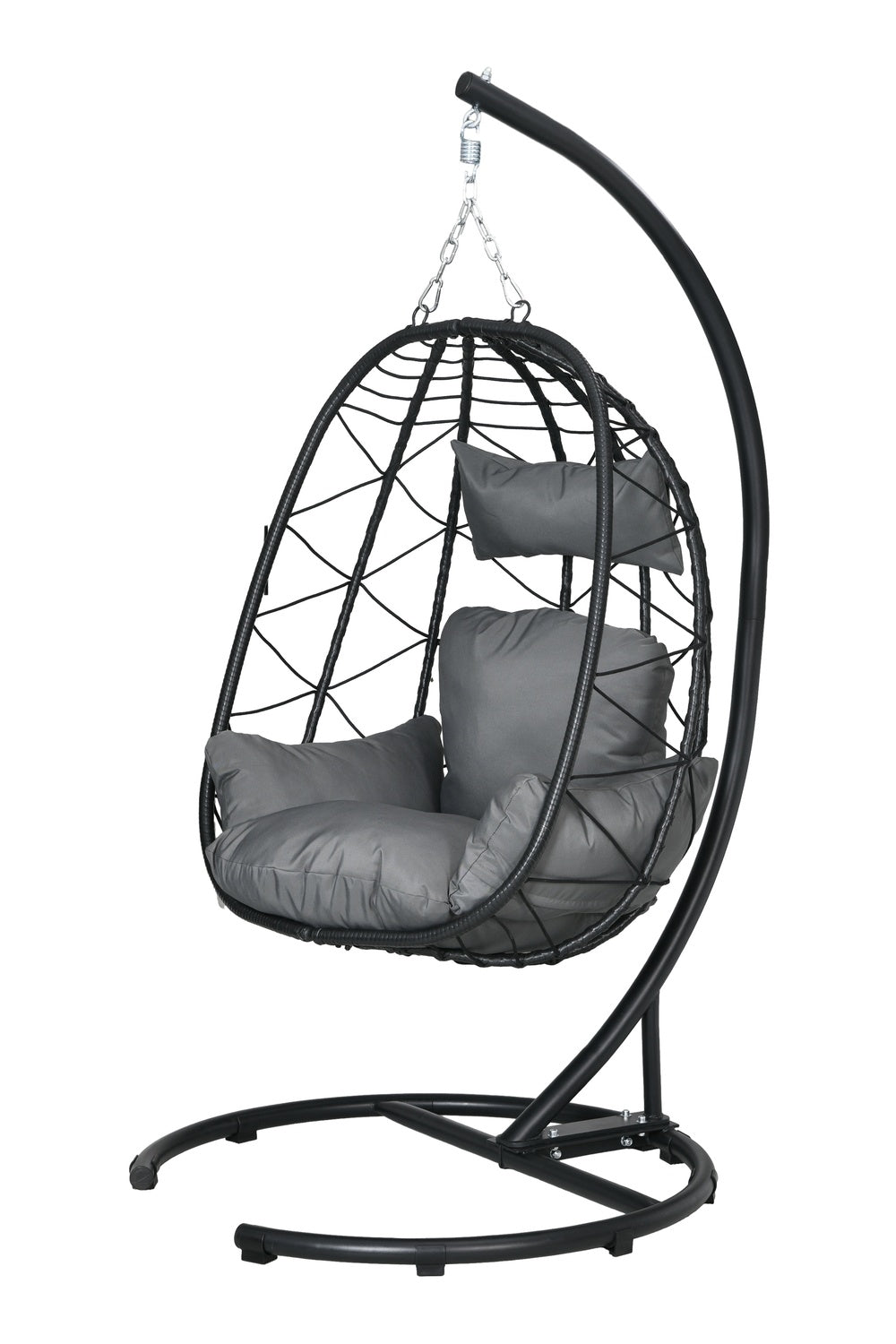 Hanging chair rattan hanging chair 195 cm high with frame cushions and waterproof cover for garden and indoor up to 150 kg