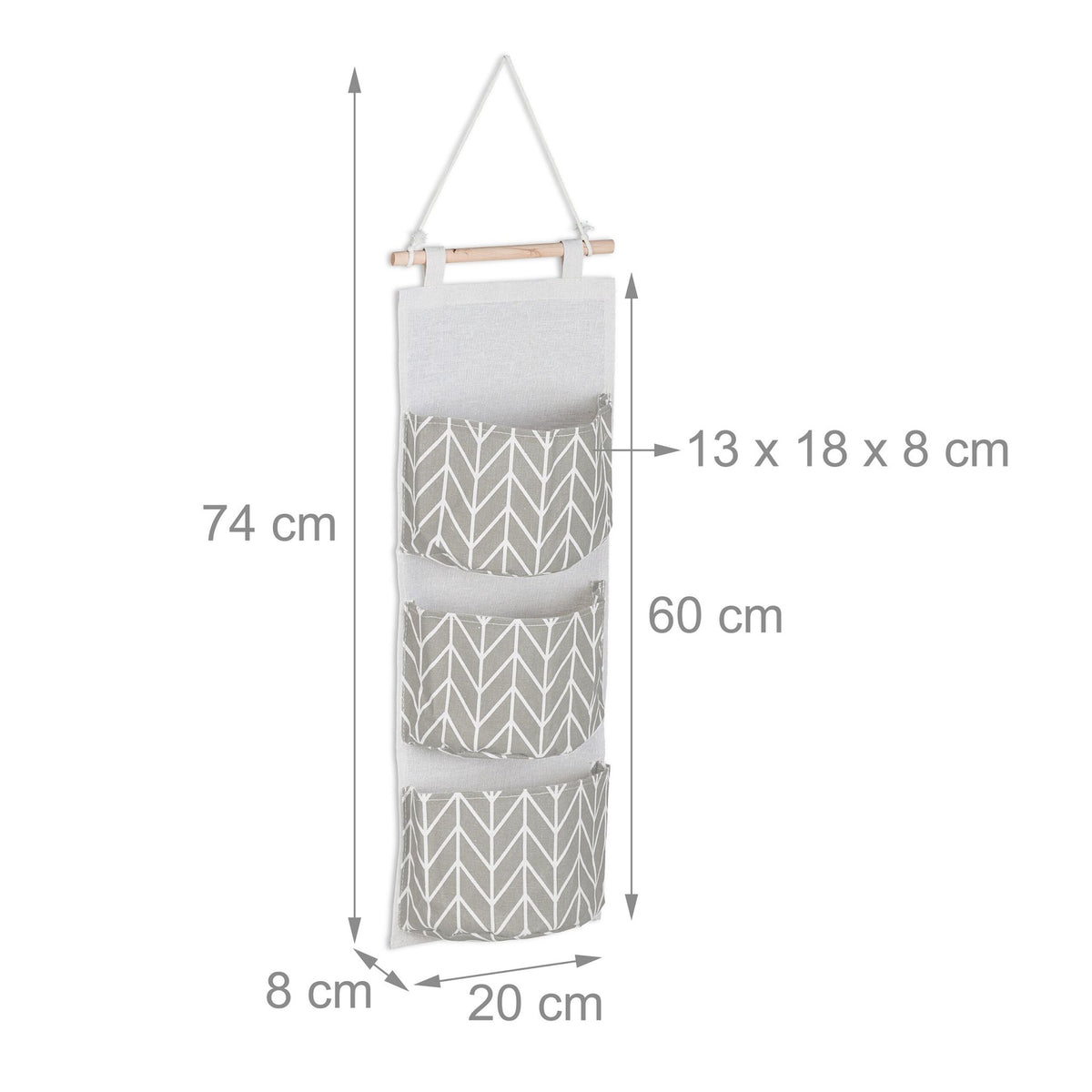 Hanging fabric organizer