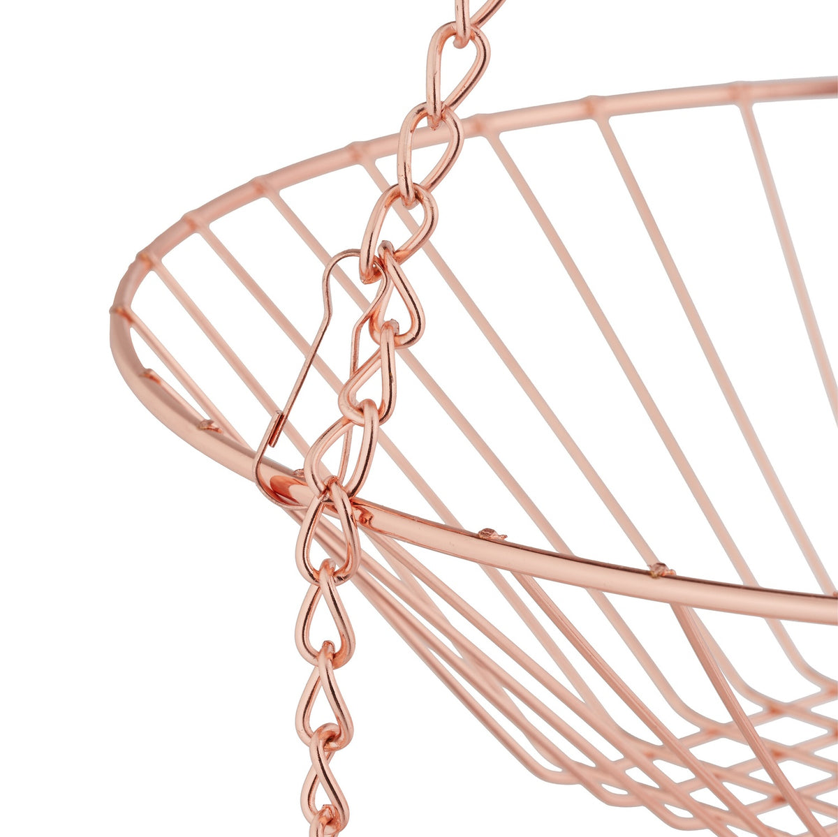 Hanging fruit basket in copper