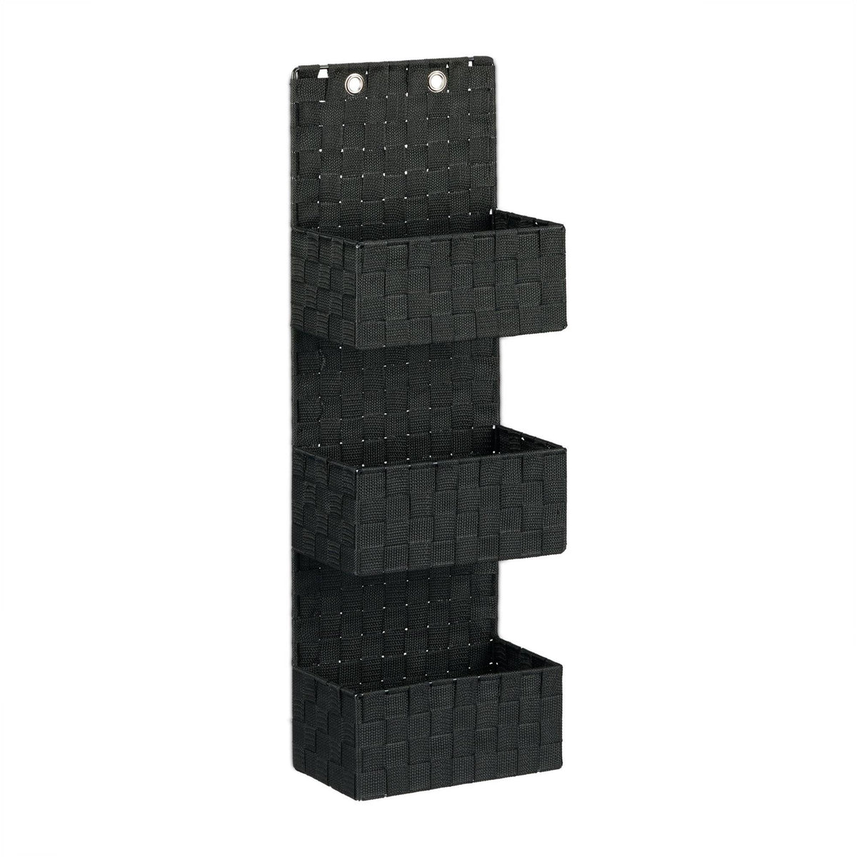 Hanging storage in fabric with 3 baskets