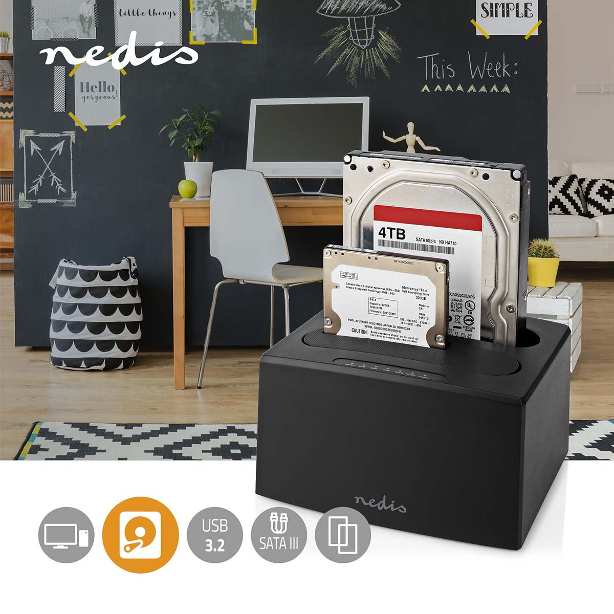 Hard disk Docking station | USB 3.2 Gen1 | USB Type-A | 2 Discs | 2.5 / 3.5 " | USB 3.2 Gen1 | Docking | Desktop