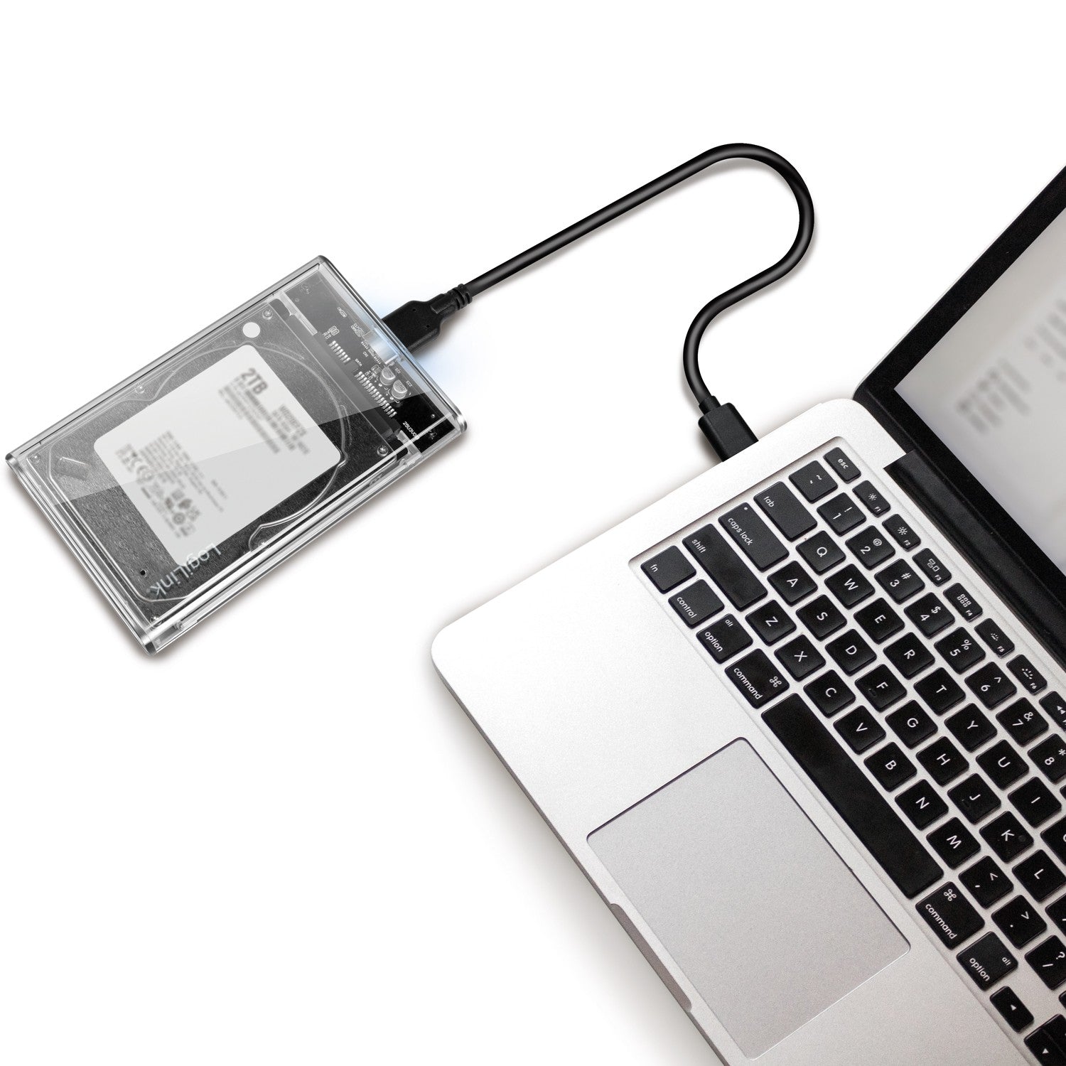 Hard drive cabinet 2.5" SATA USB 3.0 Screwless design Transparent