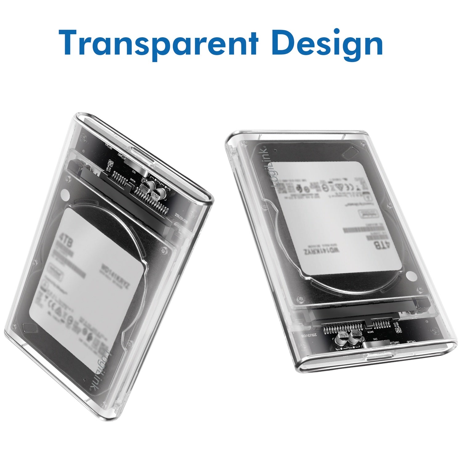 Hard drive cabinet 2.5" SATA USB 3.0 Screwless design Transparent