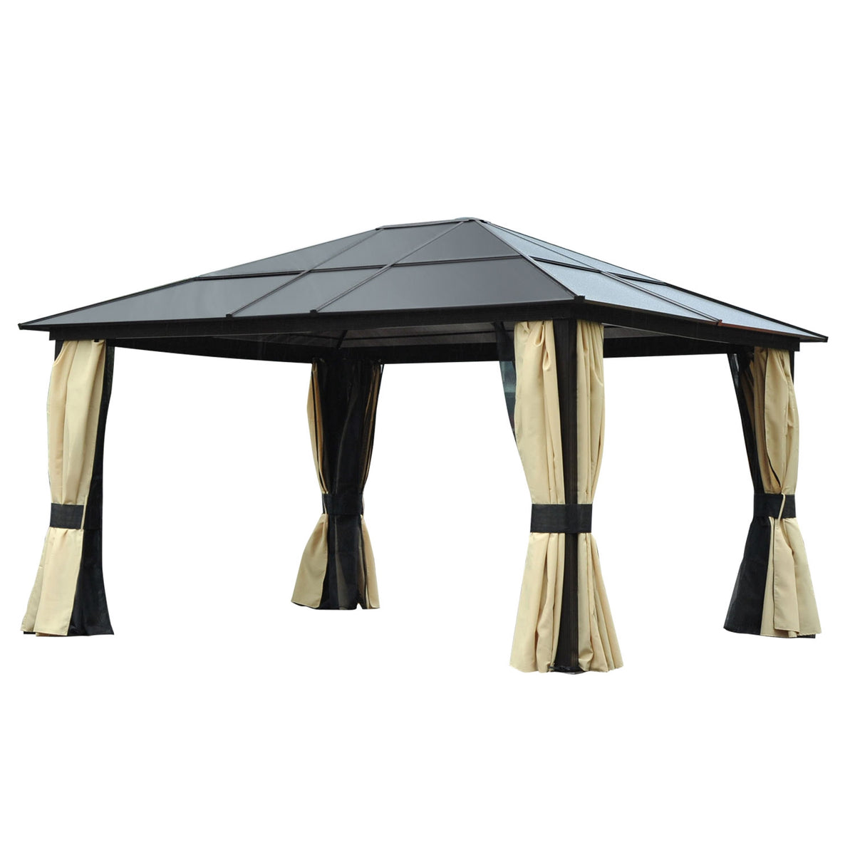 Hardtop Garden Pavilion 4.2x3.6m, Curtains with Mosquito Net