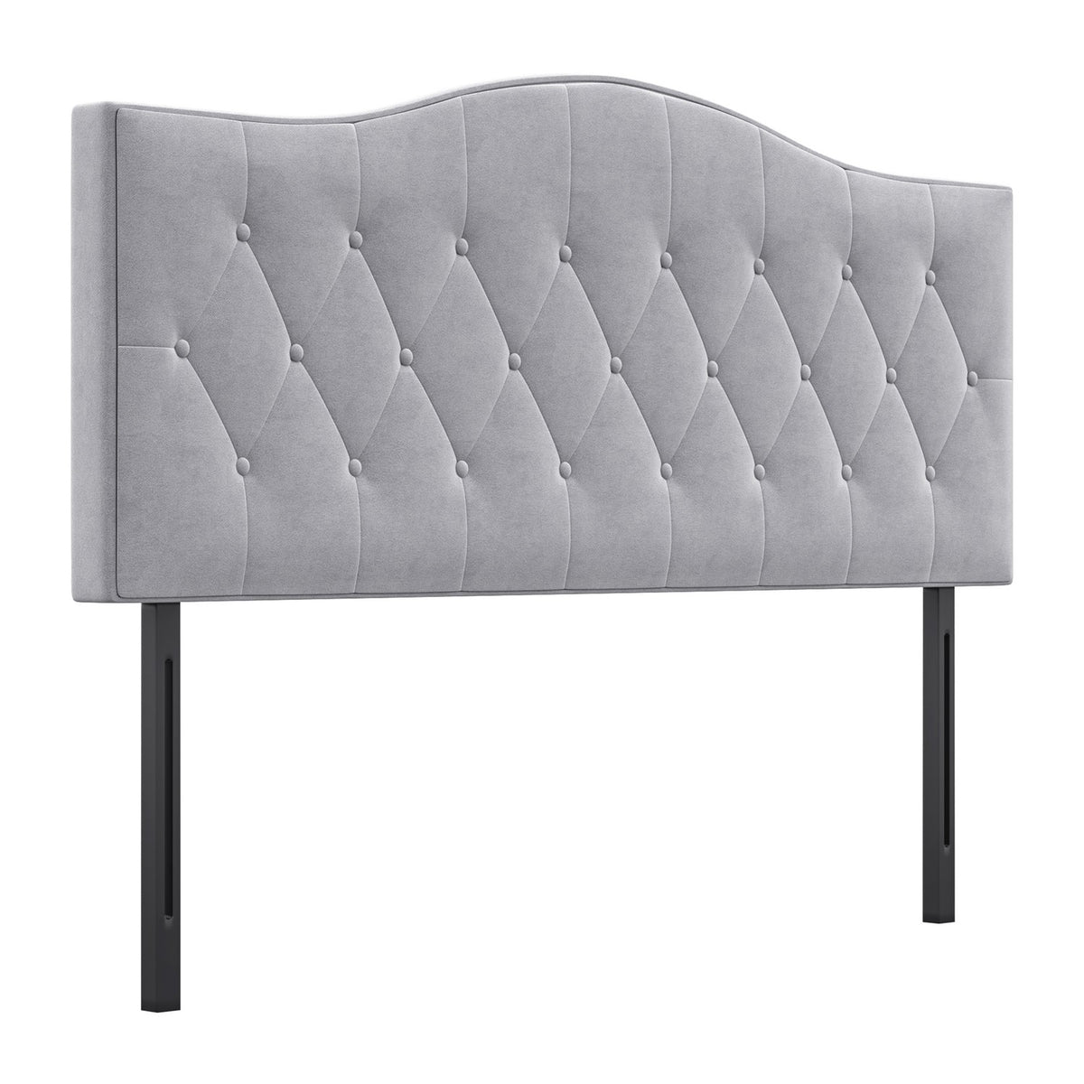 Headboard Stylish Padded Bed Headboard In Gray, Poplar And Polyester, Modern Design, 185X8X134Cm