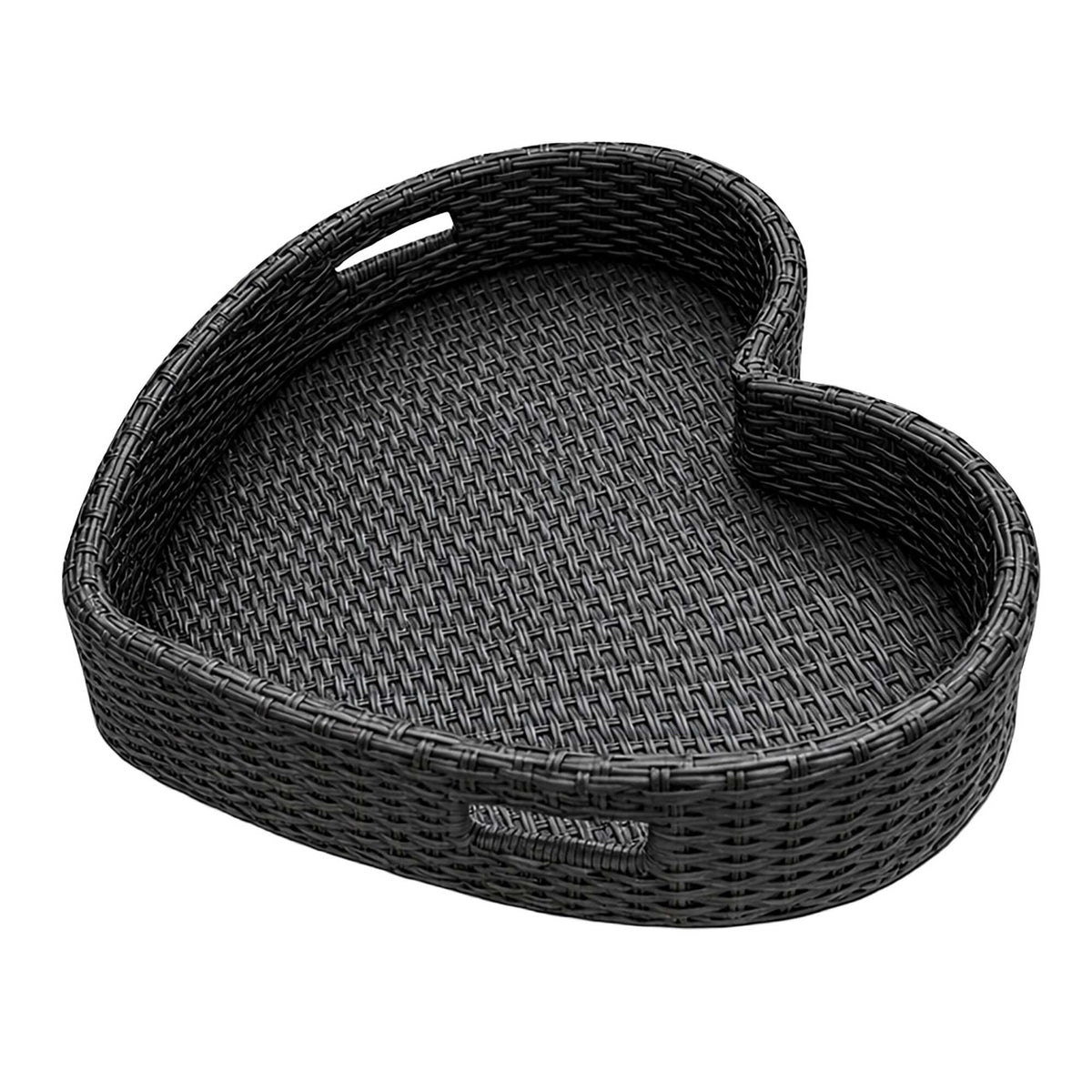 Heart-Shaped Floating Pool Tray, Black Rattan, 60cm