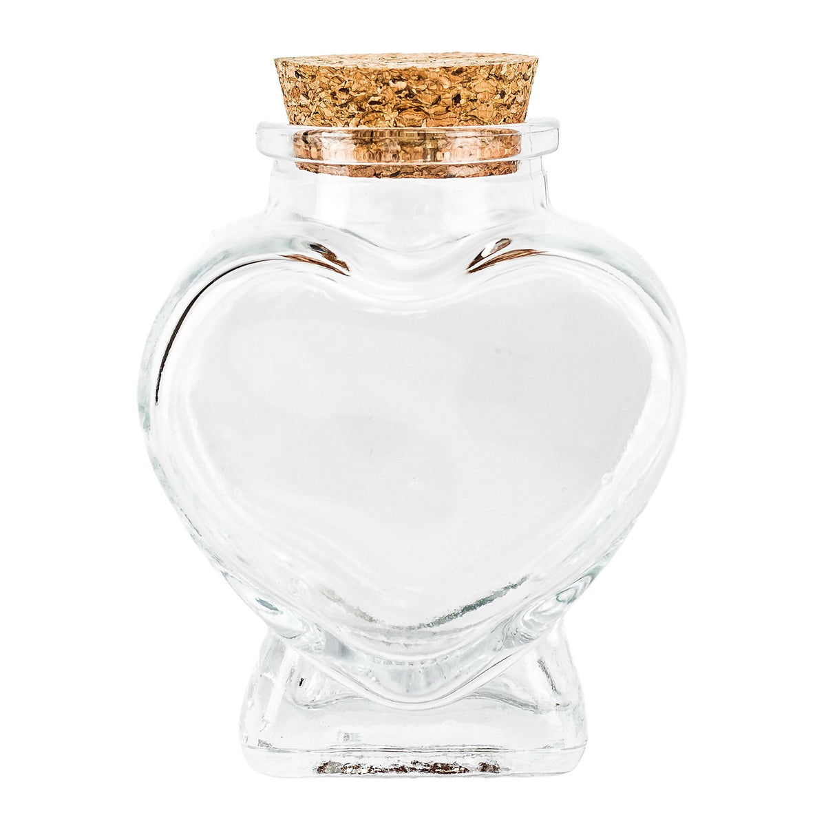 Heart-Shaped Glass Bottles with Corks, Set of 12