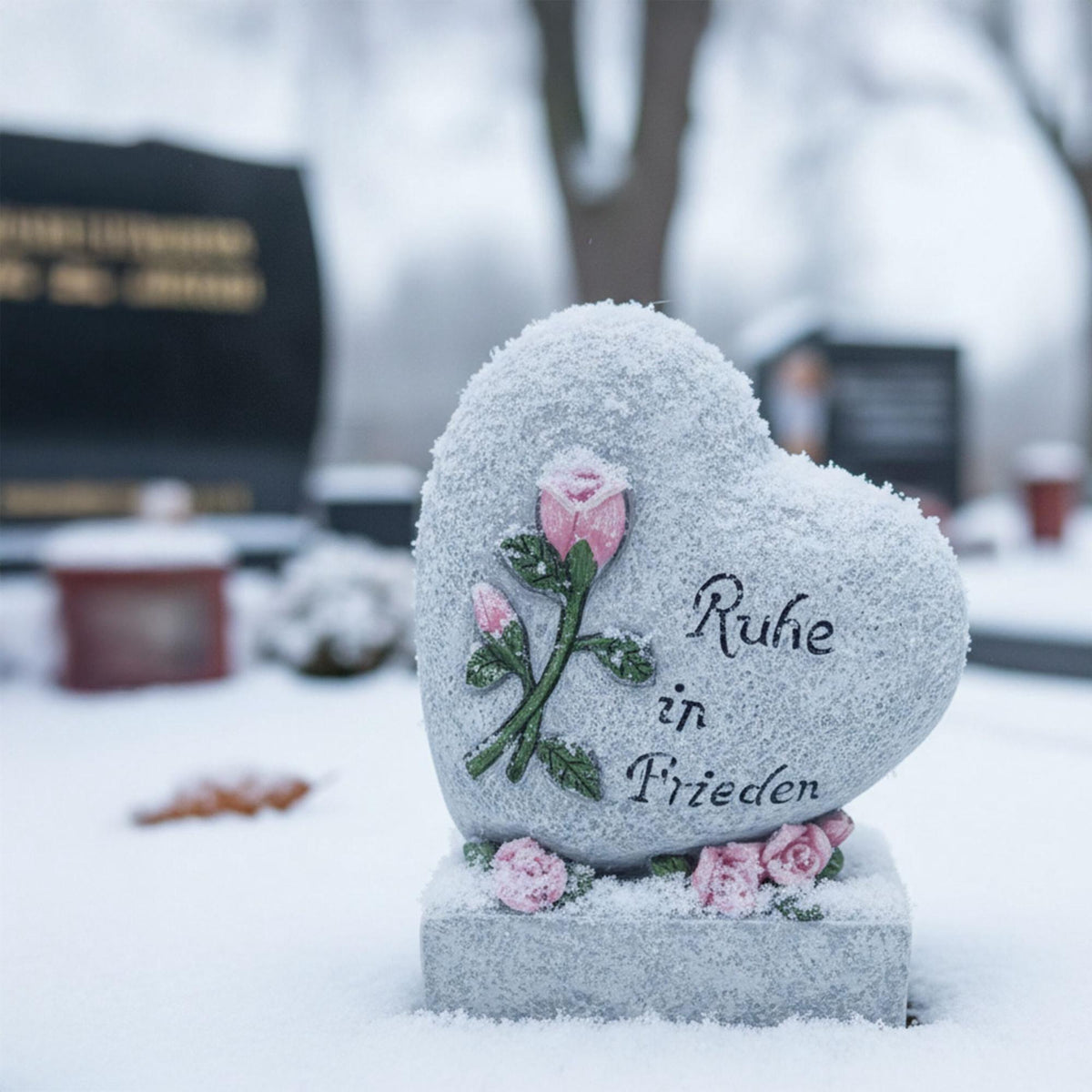 Heart-Shaped Grave Ornament with "Ruhe in Frieden"
