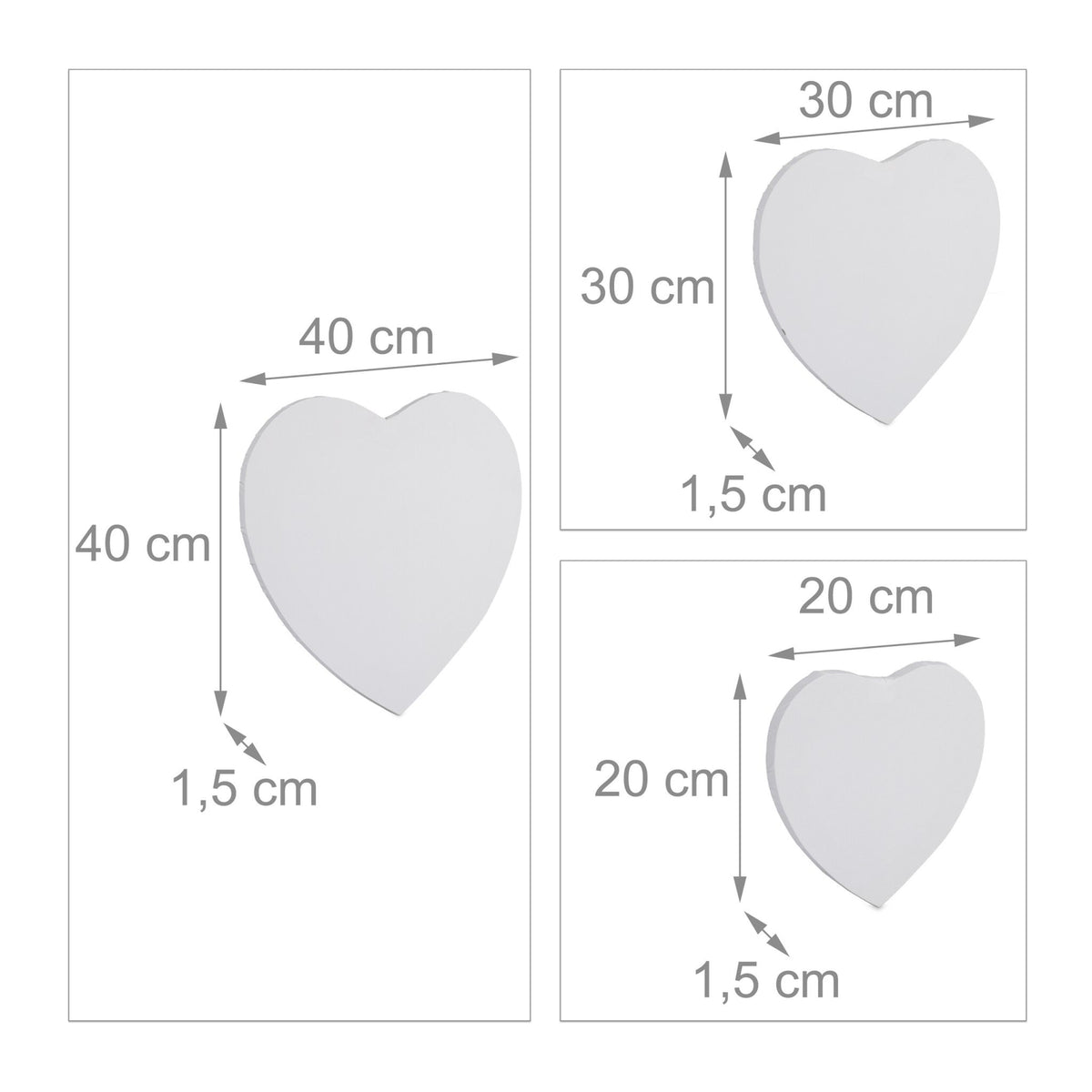 Heart in canvas, set of 6
