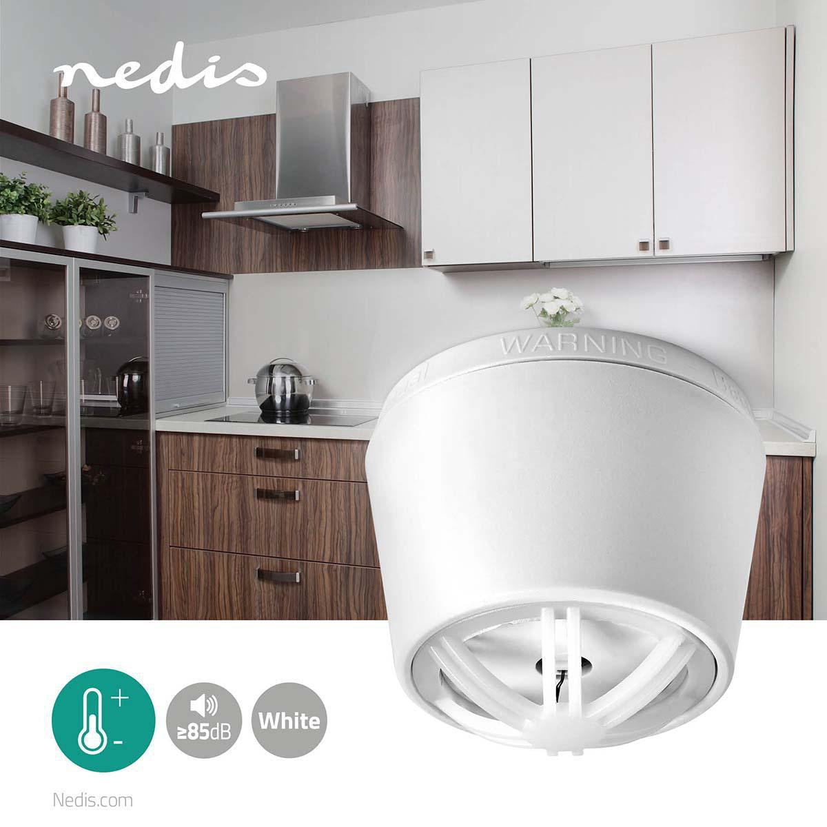 Heat Alarm | Battery powered | Battery life up to: 10 years | With test button | 85 dB| ABS | White