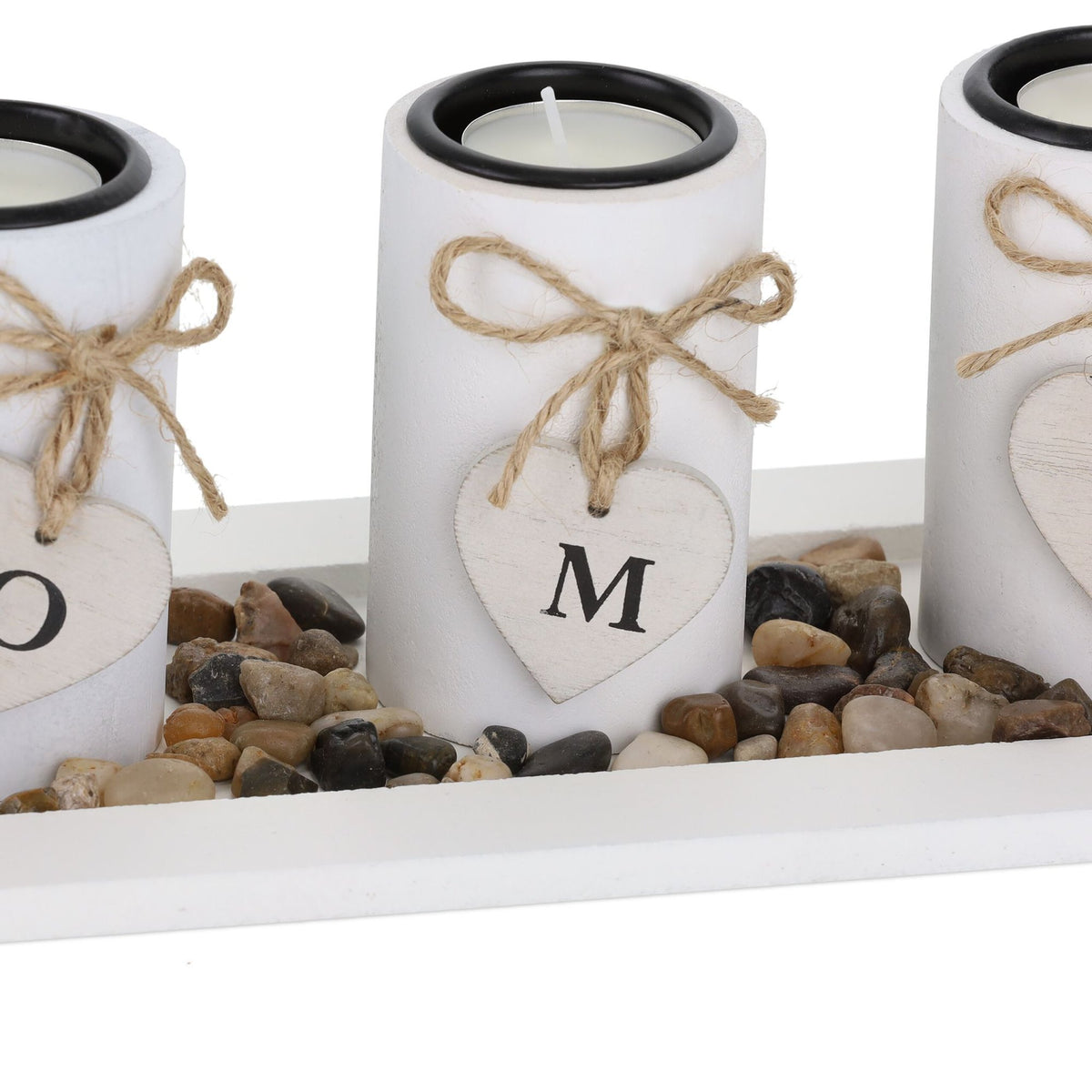 Heat candle holder with tray &amp; stones