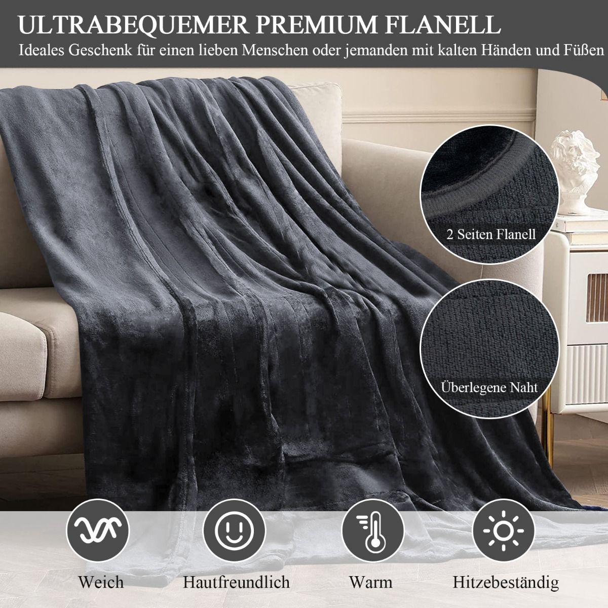 Heated Electric Throw Blanket, 9 Heat Settings, 9h Timer