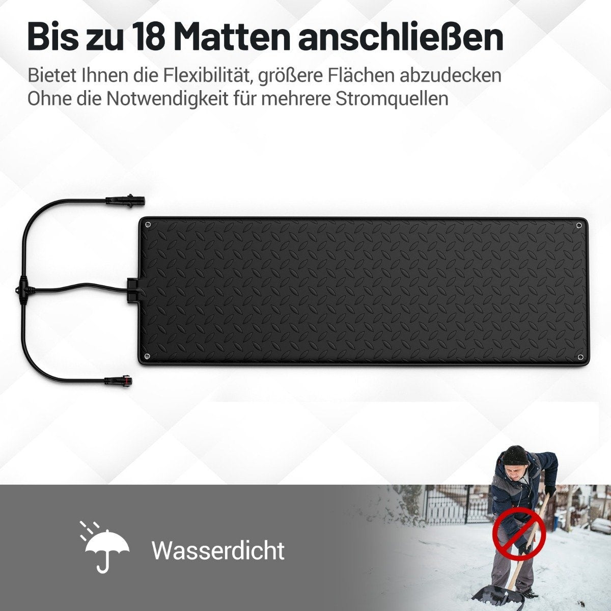 Heated Snow Melting Mat, 25.5x76 cm, Connects 18 Mats
