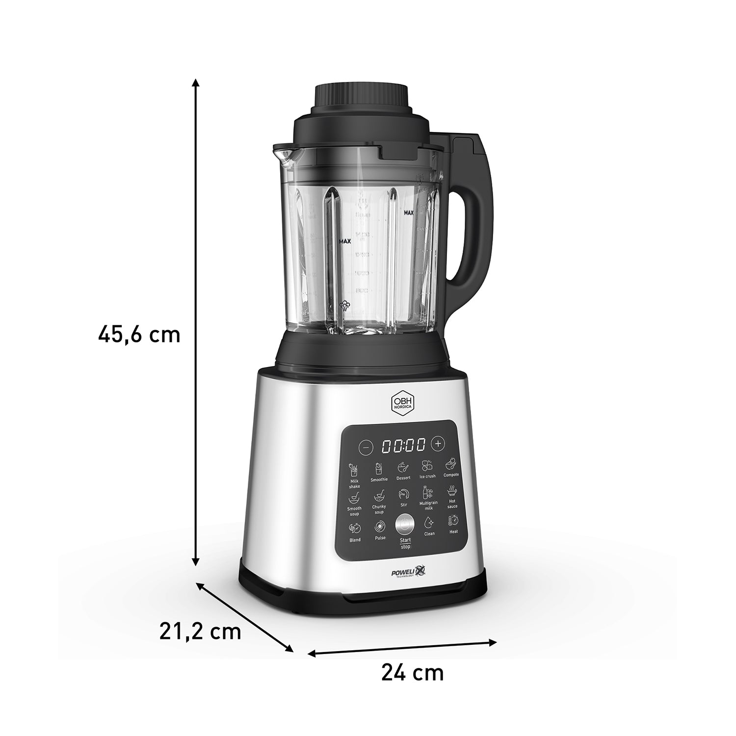 Heated Soup Maker Blender, 1400W, 10 Programs, Glass Jug