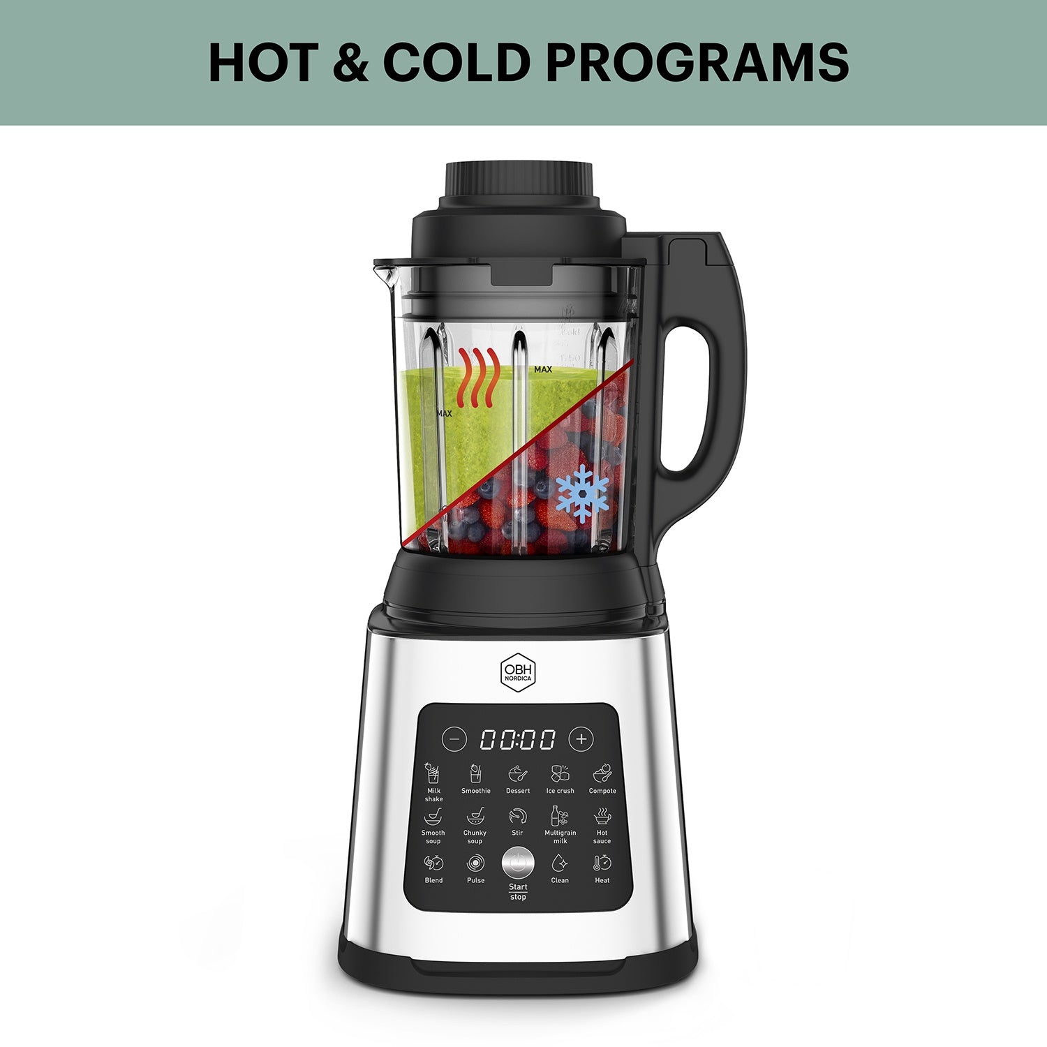 Heated Soup Maker Blender, 1400W, 10 Programs, Glass Jug