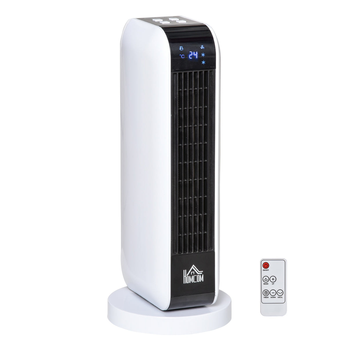 Heater Fan Heater 2000W Electric Heater Ceramic Heating Tower With 3 Heating Levels Remote Control 8-Hour Timer Oscillation Heater Ø18 X 44H Cm