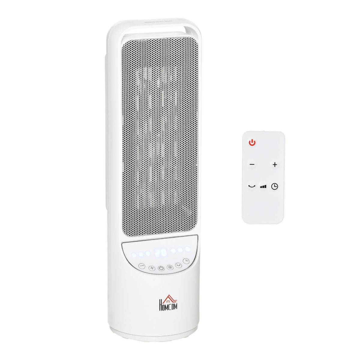 Heater Fan Heater 2000W Electric Heater Ceramic Heating Tower With Remote Control 12-Hour Timer Oscillation Heater Plastic White Ø15.1X50.9Hcm