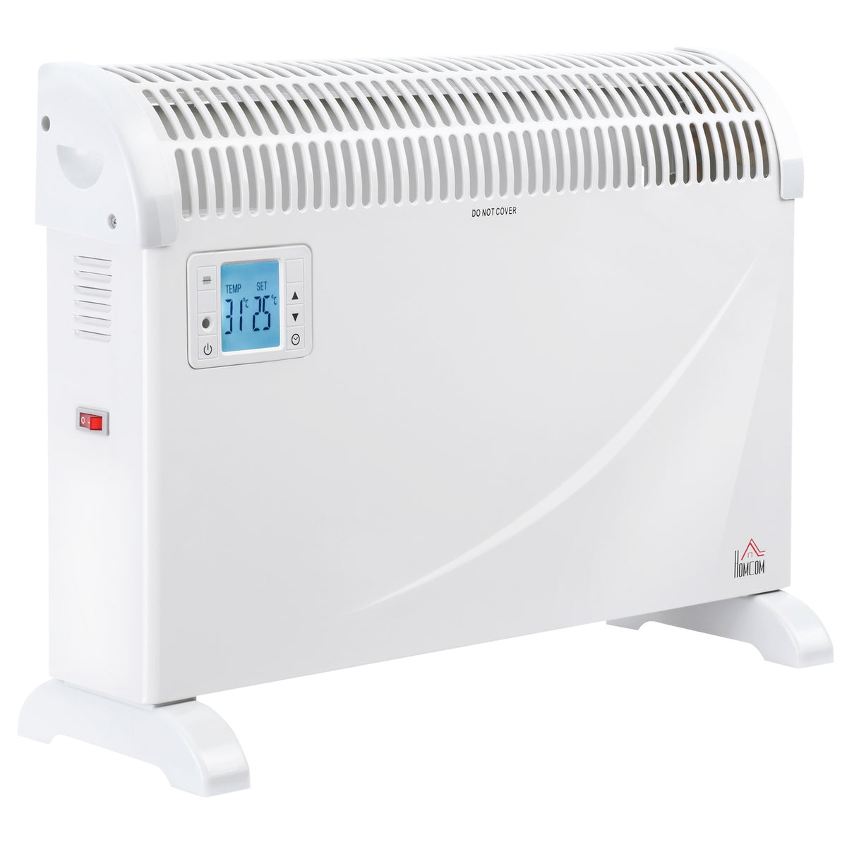 Heater Fan Heater 2000W Electric Heater With 3 Levels Warm 24 Hour Timer Heater Heat Metal Plastic White 58.5 X 20 X 43 Cm