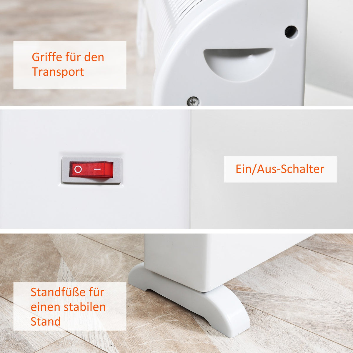 Heater Fan Heater 2000W Electric Heater With 3 Levels Warm 24 Hour Timer Heater Heat Metal Plastic White 58.5 X 20 X 43 Cm