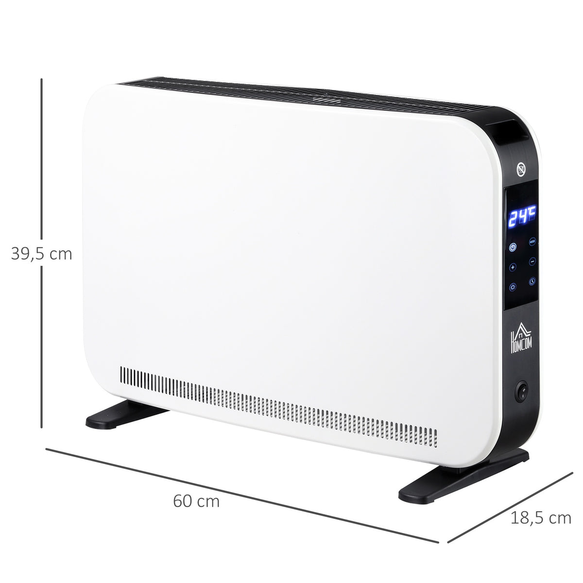 Heater Fan Heater 2180 W Electric Heater with LED Light 3 Levels Warm 24 Hour Timer Steel White 60 x 18.5 x 39.5 cm for efficient heat