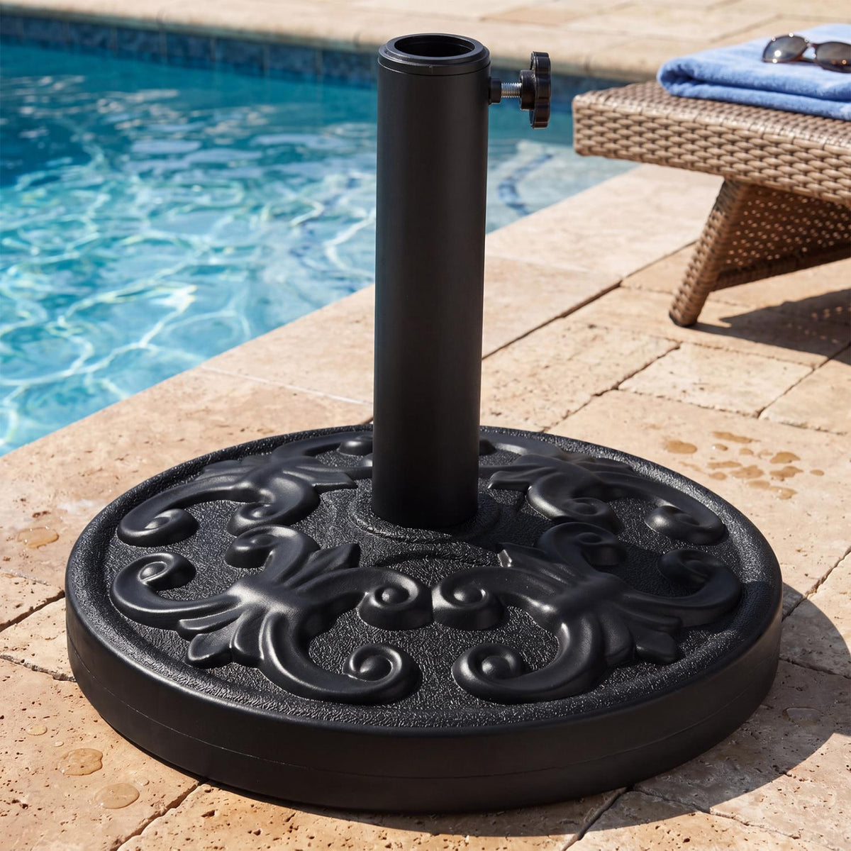 Heavy-Duty 26.5 Lb Umbrella Stand, Adjustable Knob