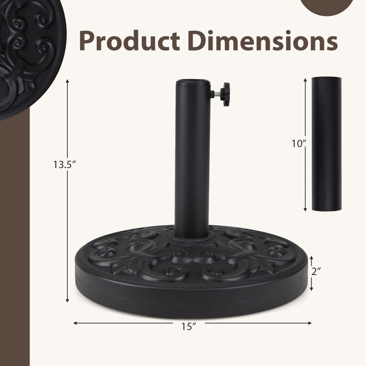 Heavy-Duty 26.5 Lb Umbrella Stand, Adjustable Knob