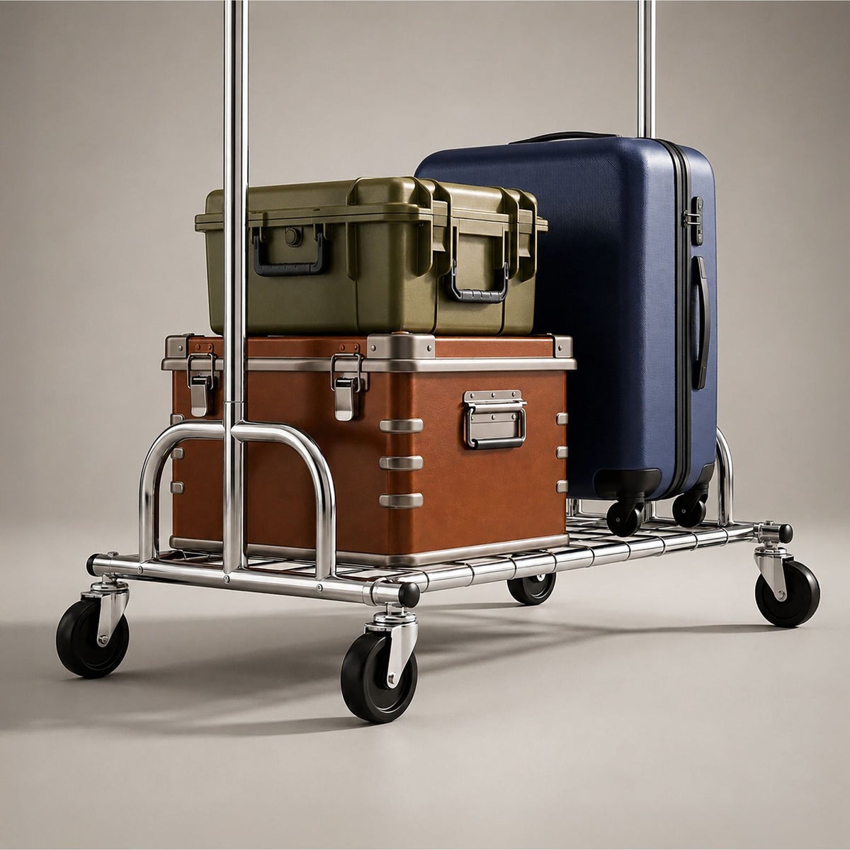 Heavy-Duty Chrome Clothes Rack with Wheels and Shelf