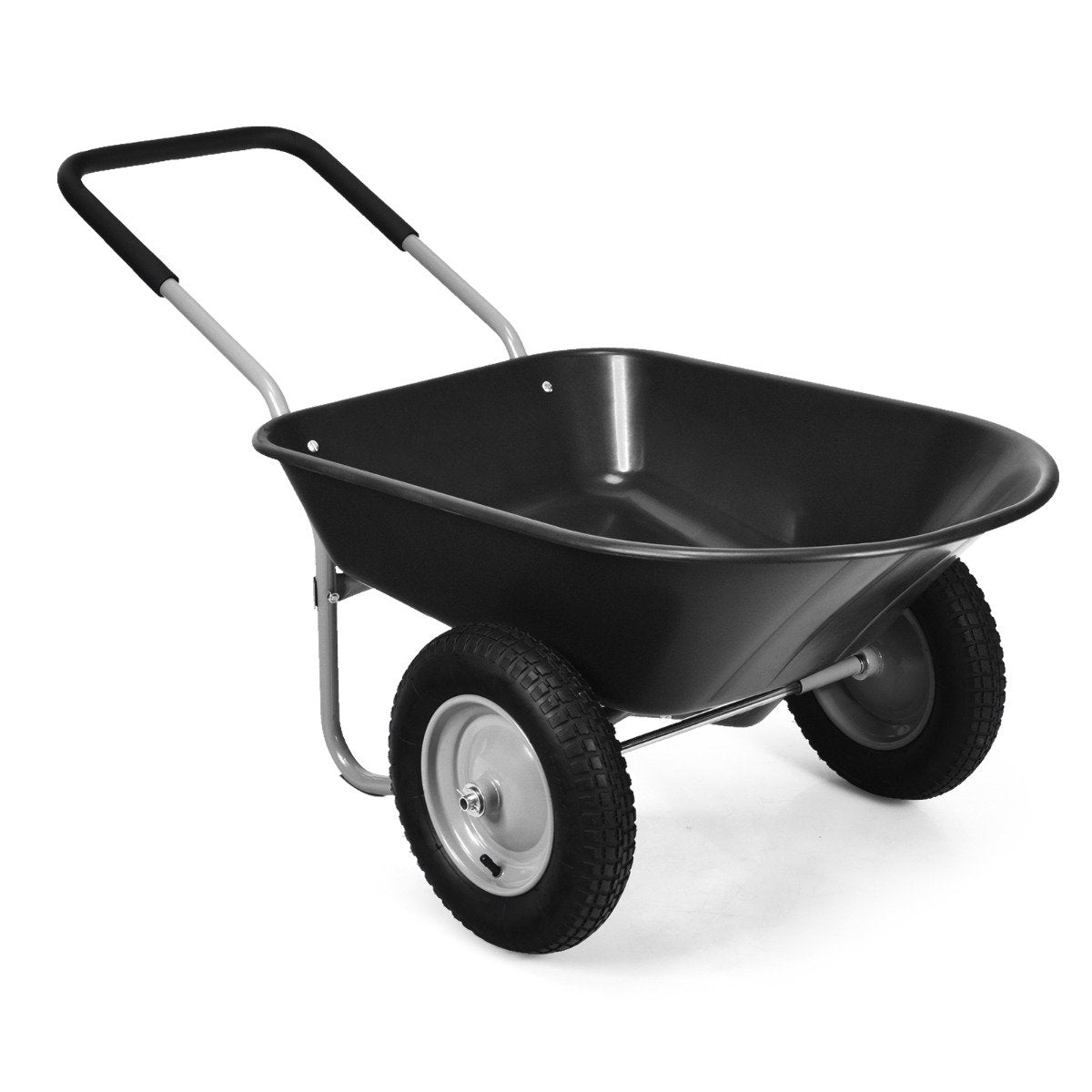 Heavy-Duty Garden Wheelbarrow, 2 Wheels, 145x65x65 cm, Black