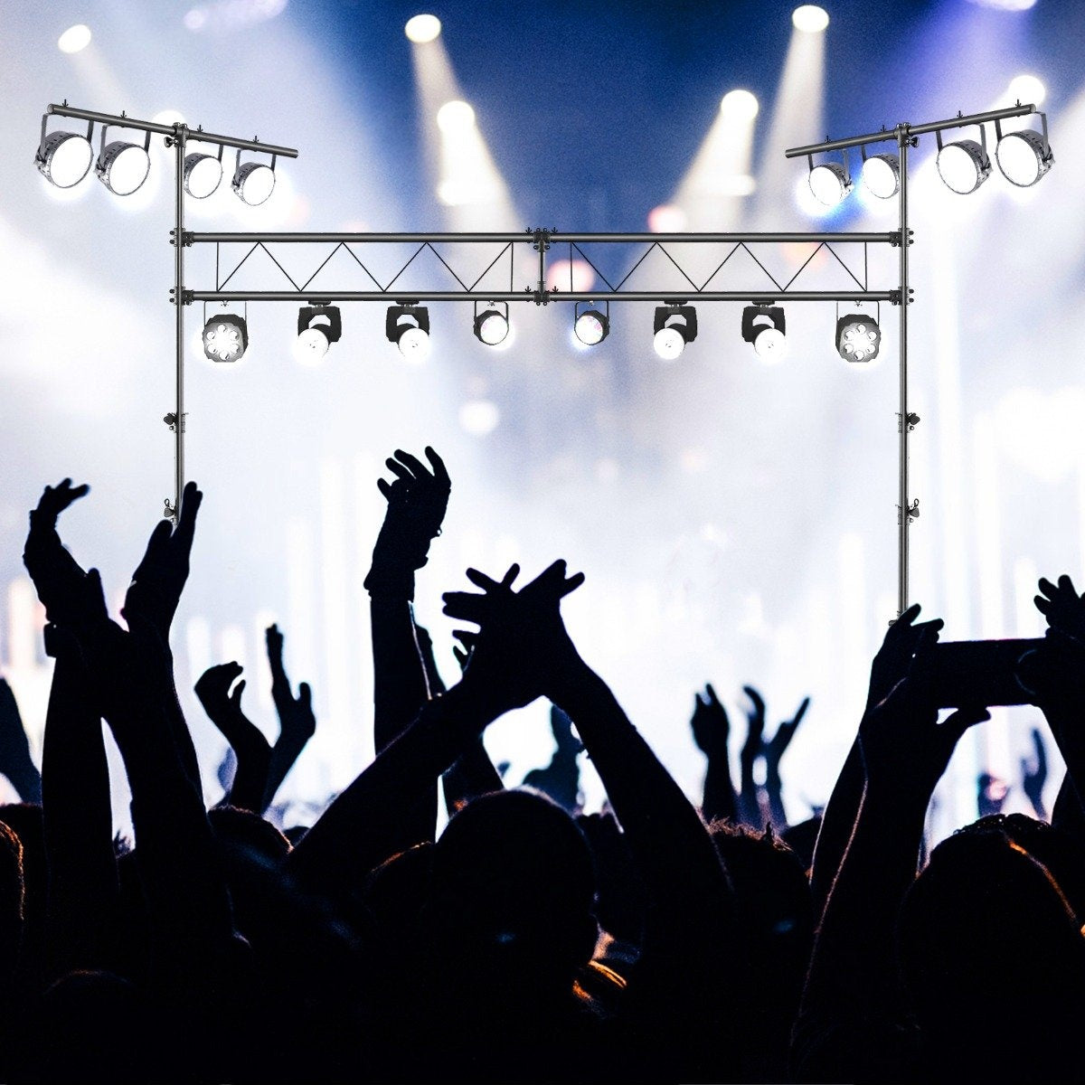 Heavy Duty Metal DJ Light Stand with Adjustable Height Retractable T-Bar Tripod Stands Black