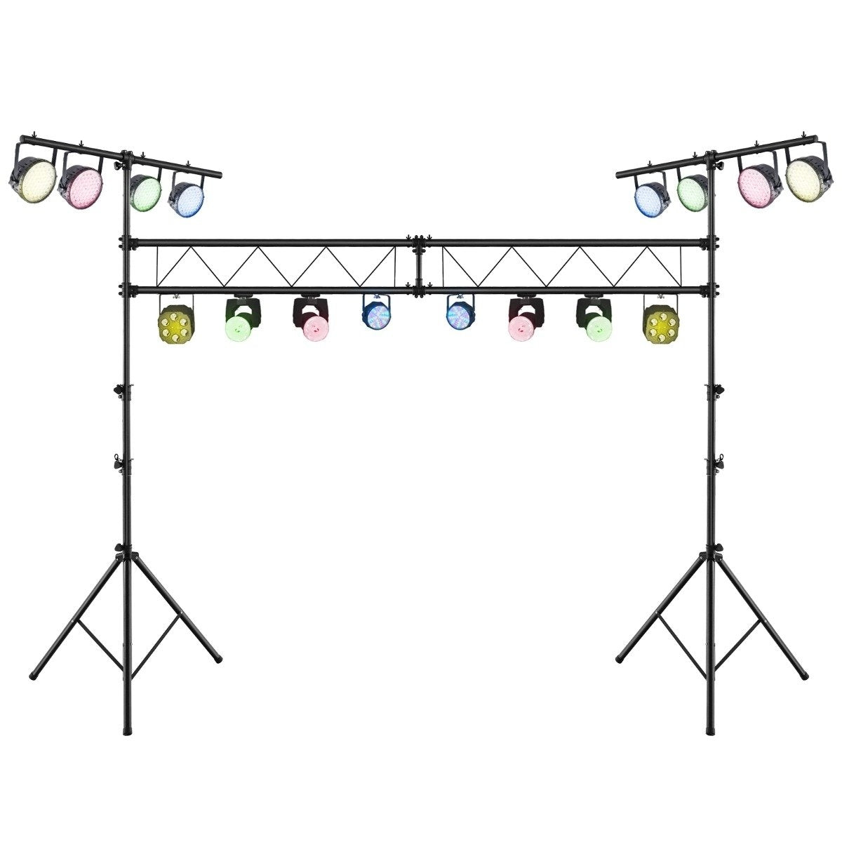 Heavy Duty Metal DJ Light Stand with Adjustable Height Retractable T-Bar Tripod Stands Black