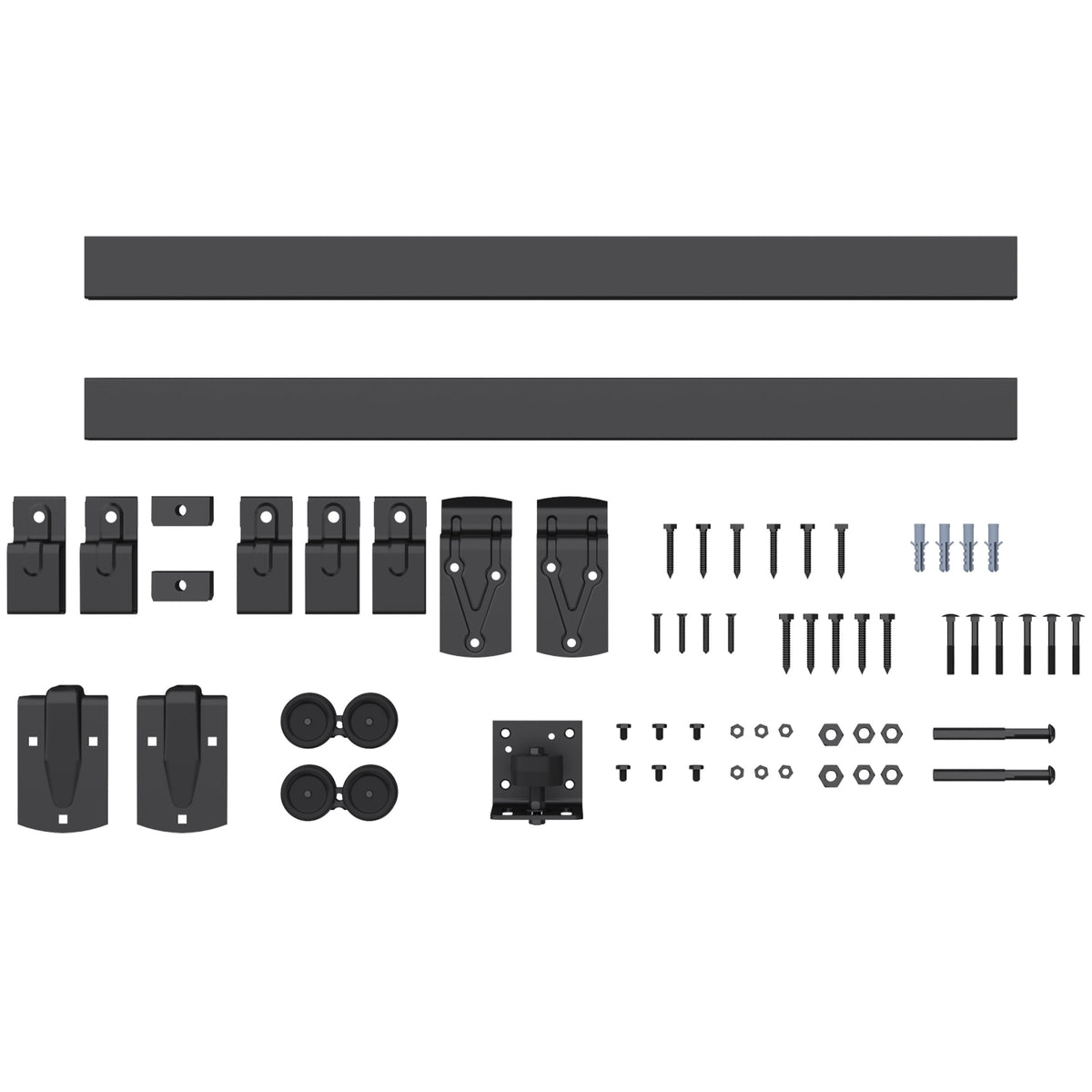 Heavy Duty Sliding Door Hardware Set, 183 cm Black Steel