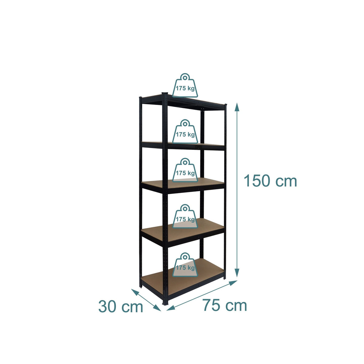 Heavy-Duty Steel Rack, 5 Adjustable Shelves