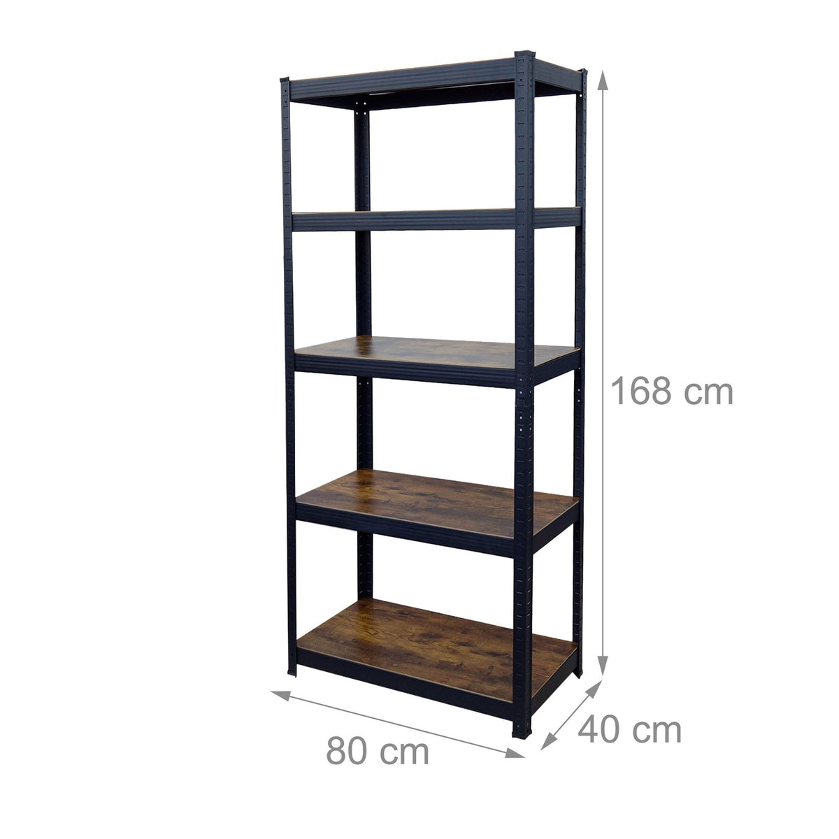 Heavy-Duty Steel Shelving Unit, 168x80x40 cm, 5 Shelves