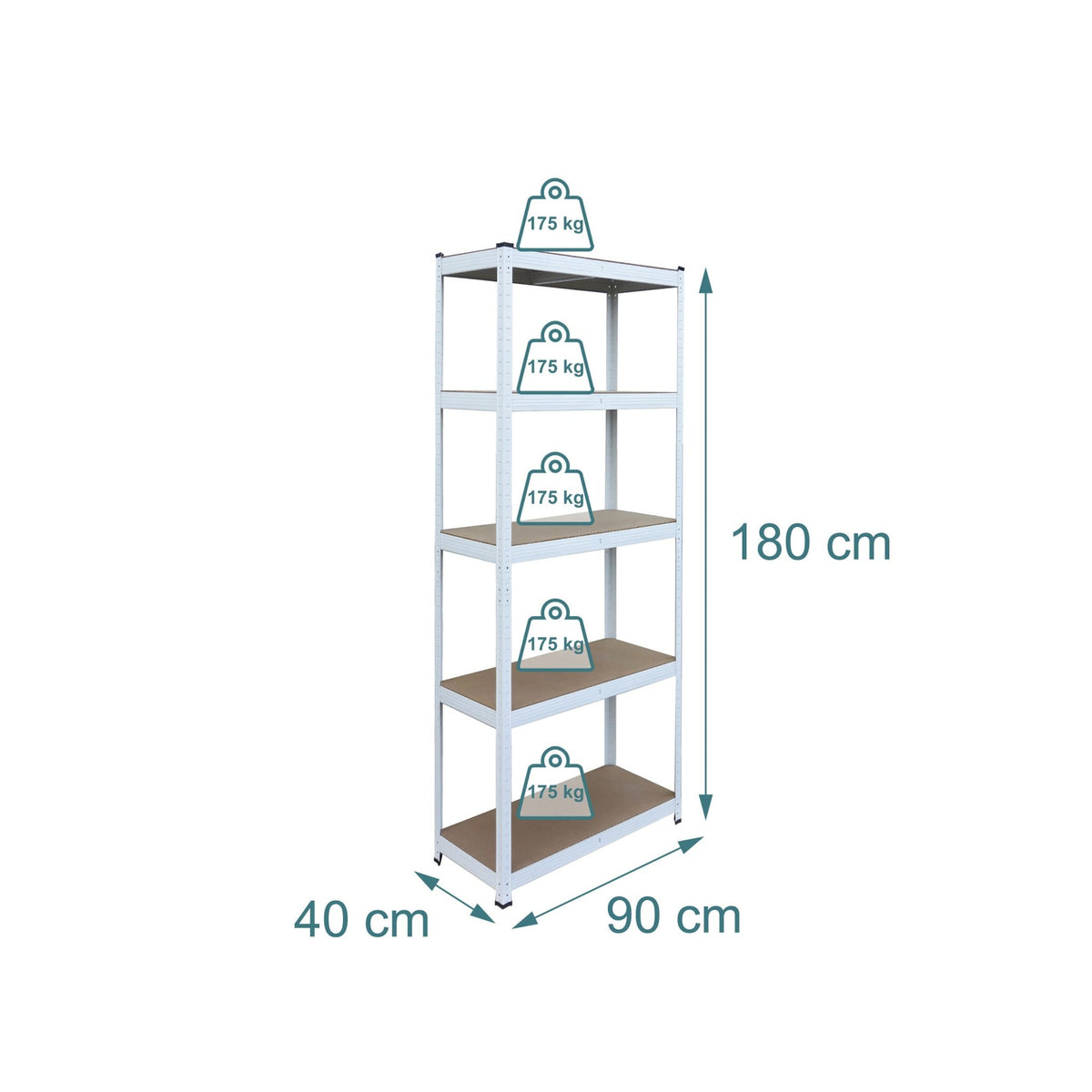 Heavy-Duty Steel Shelving Unit, 5 Adjustable Tiers