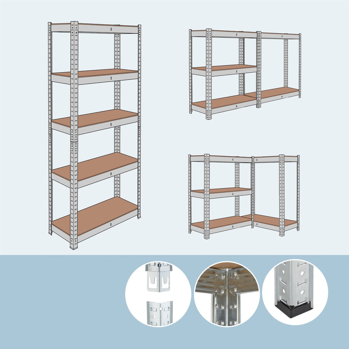 Heavy-Duty Steel Shelving Unit, 5 Tiers, 875 kg Capacity