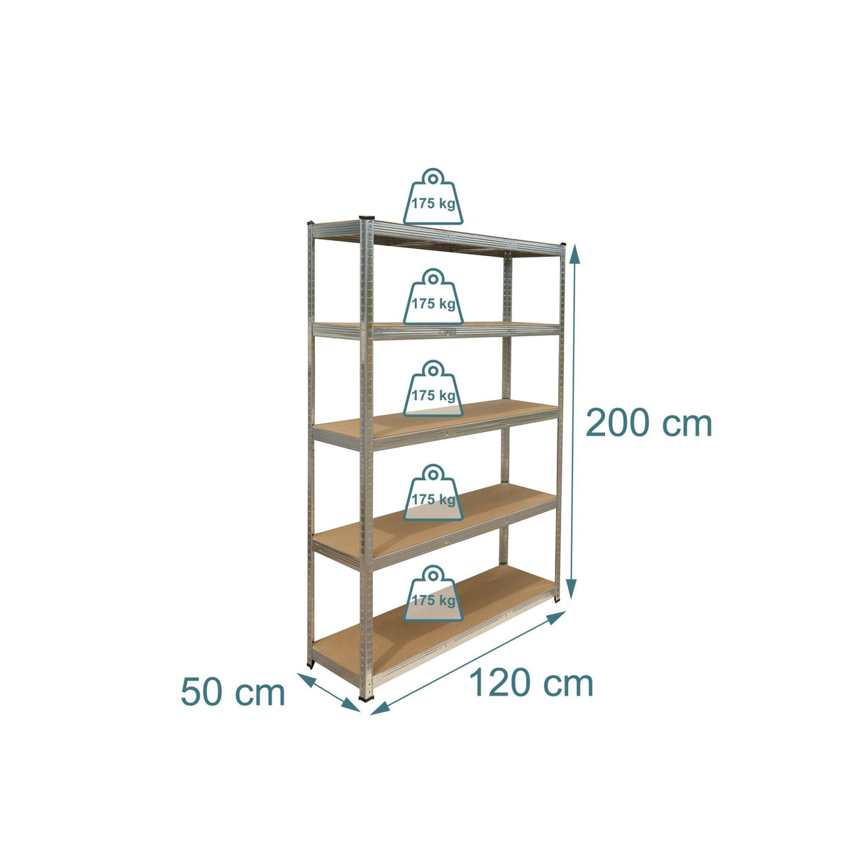 Heavy-Duty Steel Shelving Unit, 5 Tiers, 875 kg Capacity