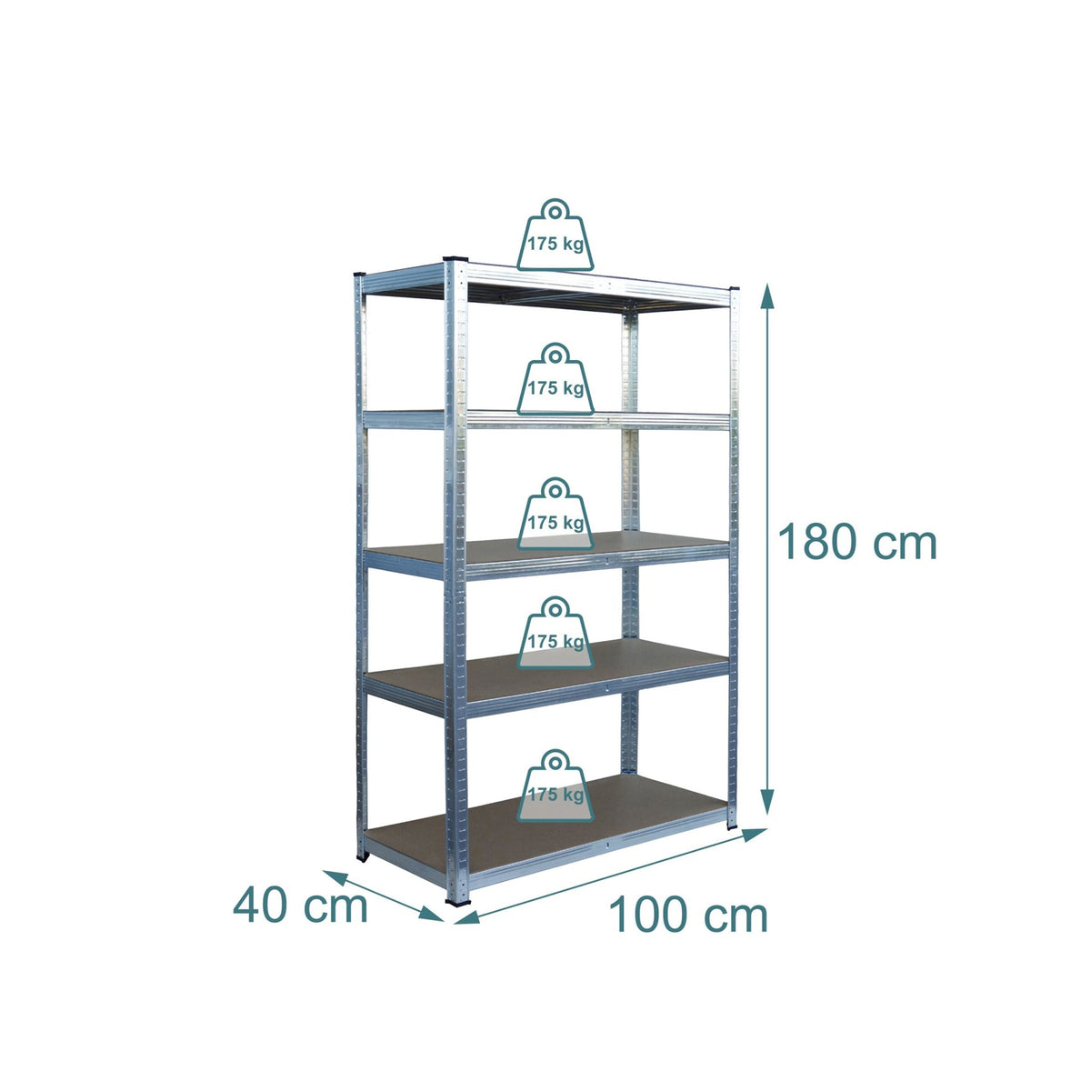 Heavy-Duty Steel Shelving Unit, 5 Tiers, 875 kg Capacity