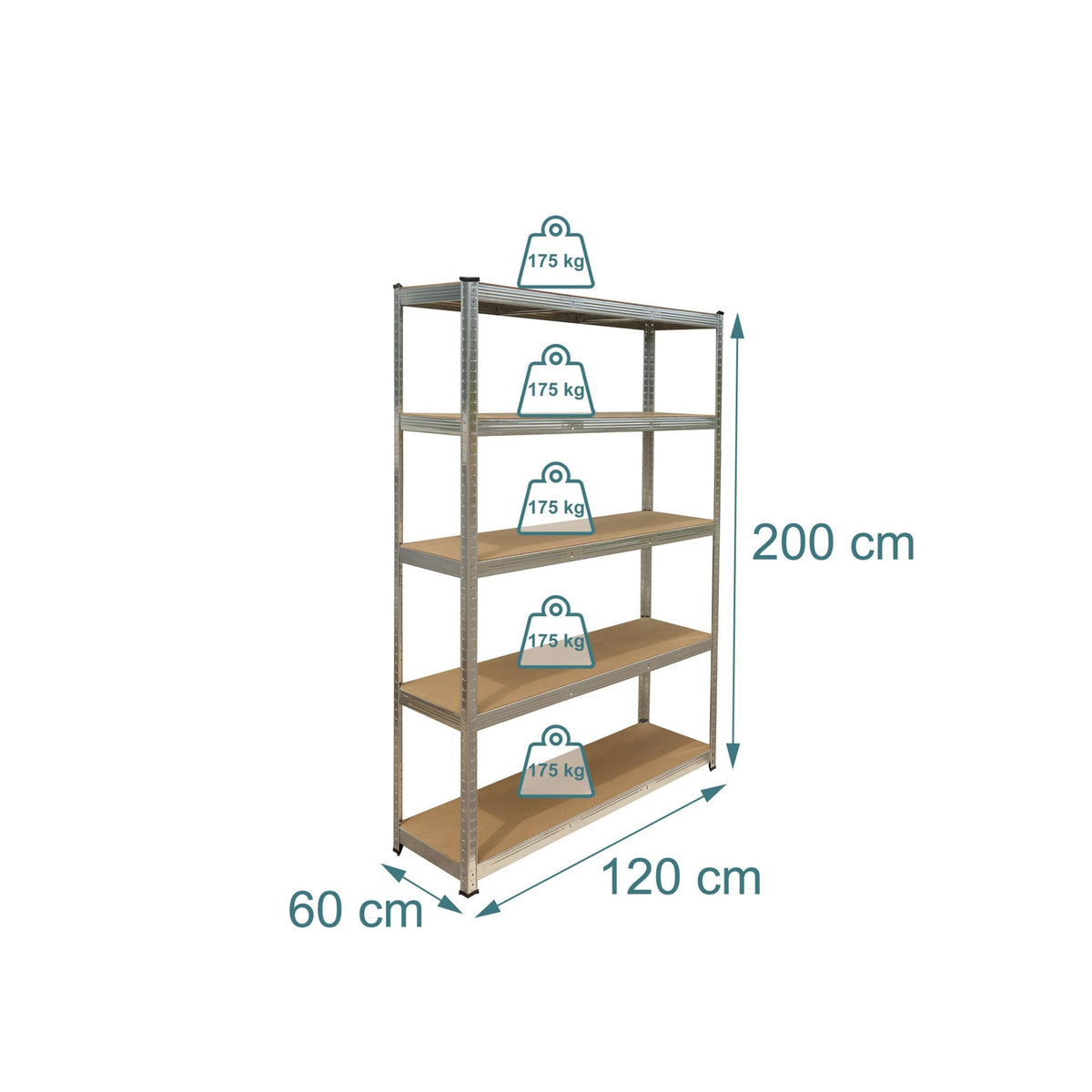 Heavy-Duty Steel Shelving Unit, 5 Tiers, 875 kg Capacity