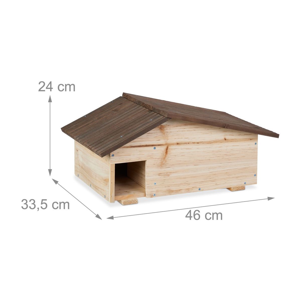 Hedgehog Shelter with Sloping Roof, Pine Wood