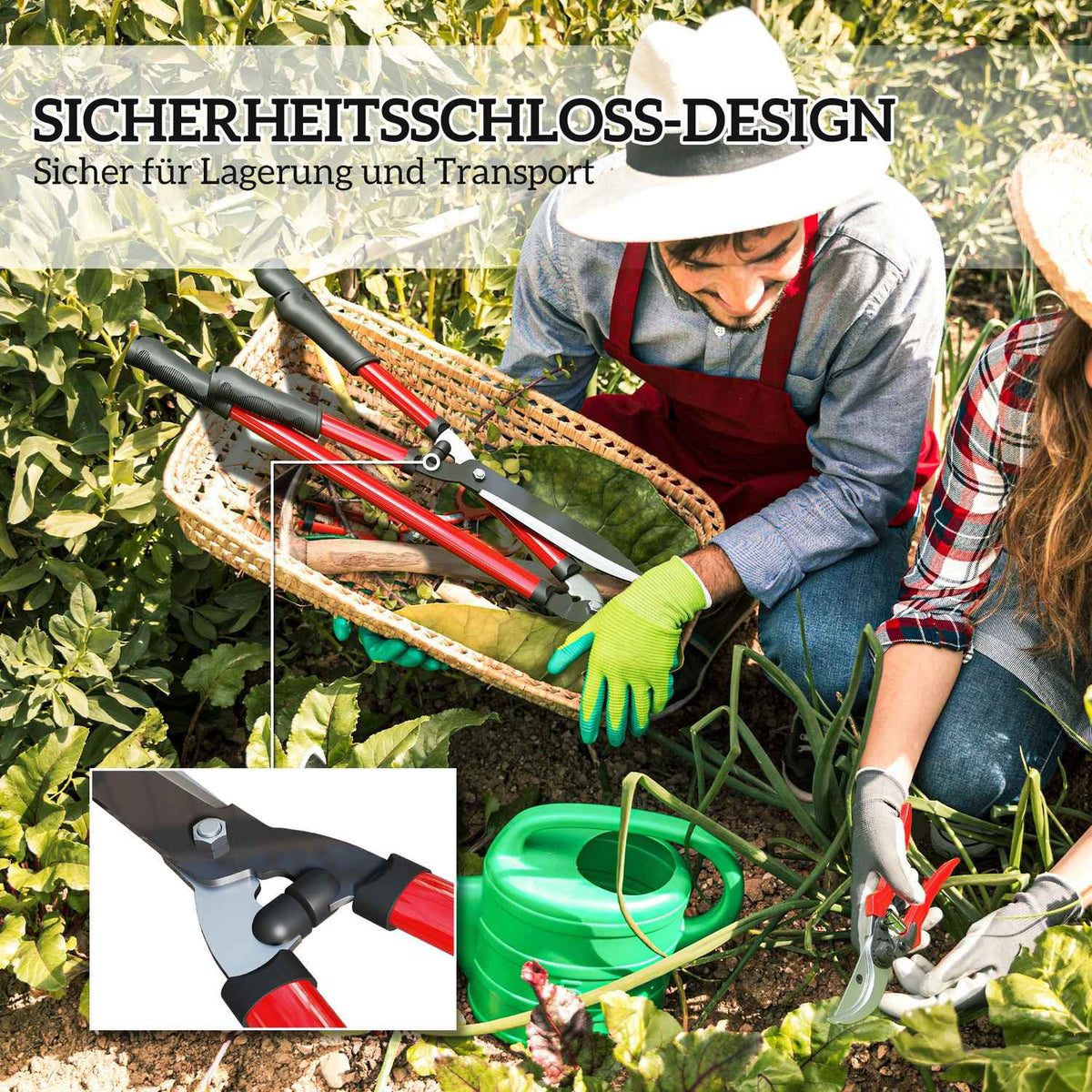 Hedge trimmer set 3-piece garden shears pruning shears with steel blades, handle