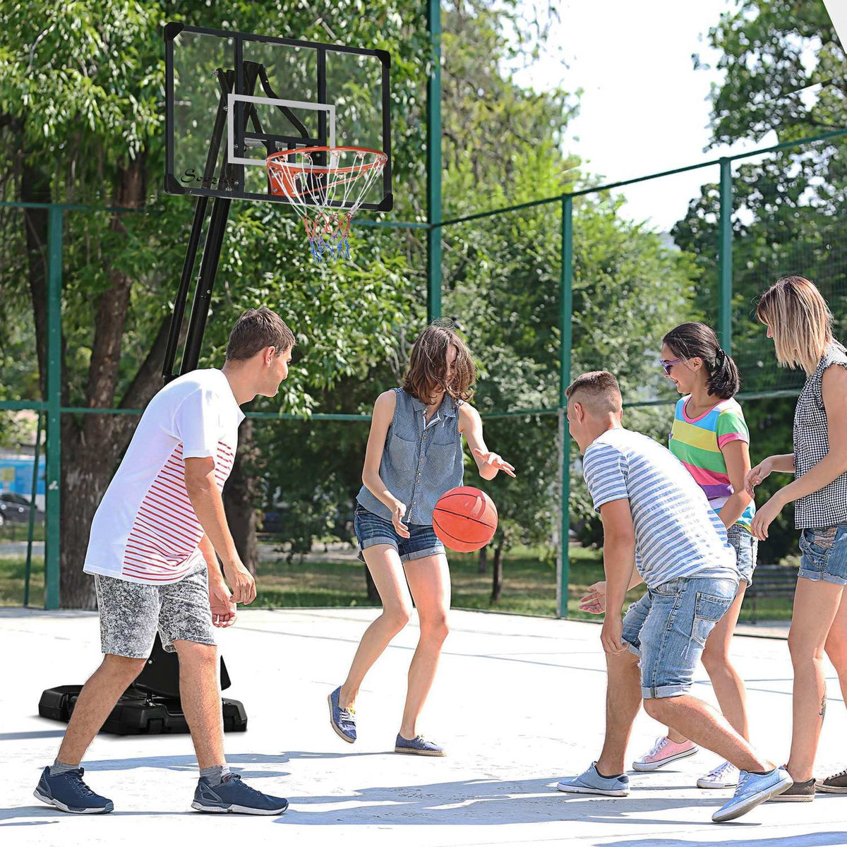 Height-Adjustable Basketball Stand 293-350 Cm Rollable Steel Basketball Backboard Stand