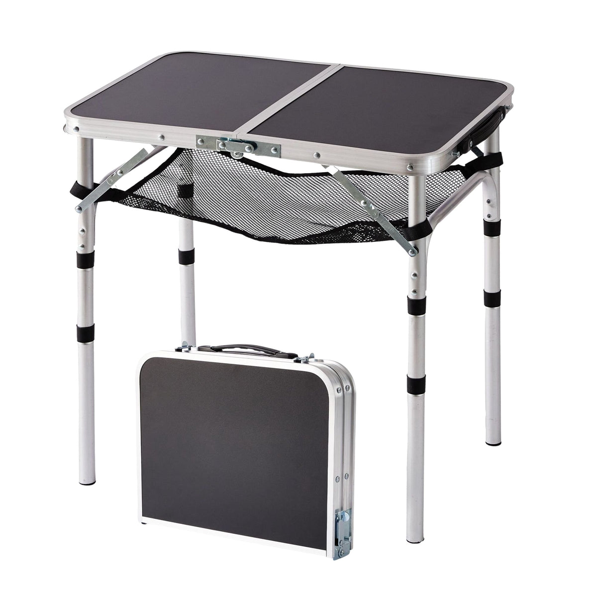 Height-Adjustable Folding Camping Table, Aluminium Frame