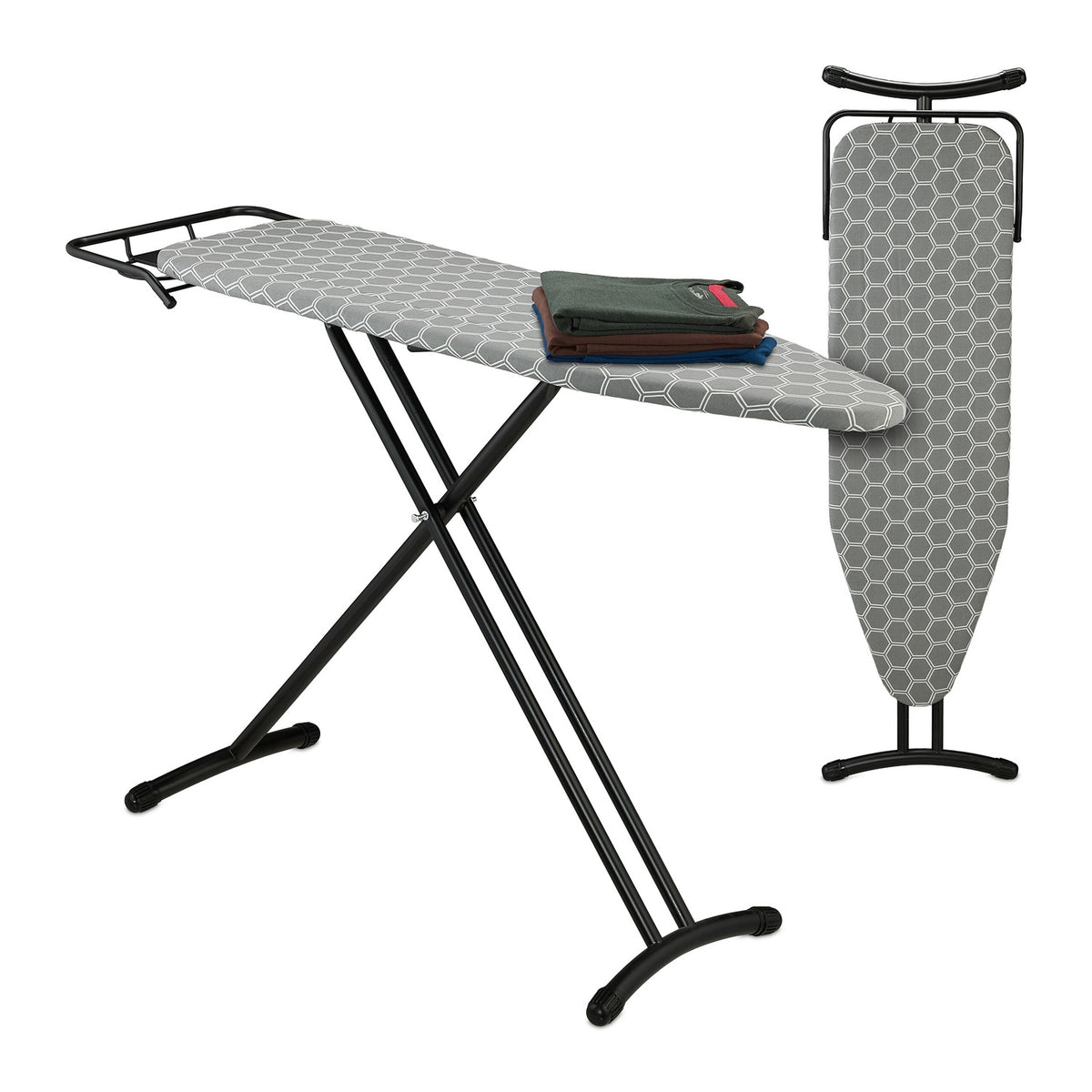 Height-Adjustable Ironing Board with Iron Rest