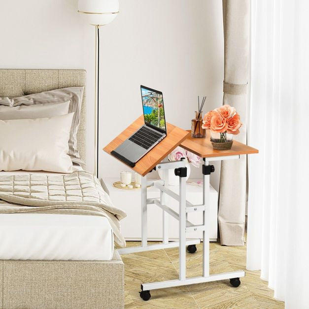 Height-Adjustable Mobile Standing Desk, Tilt Top, Wheels