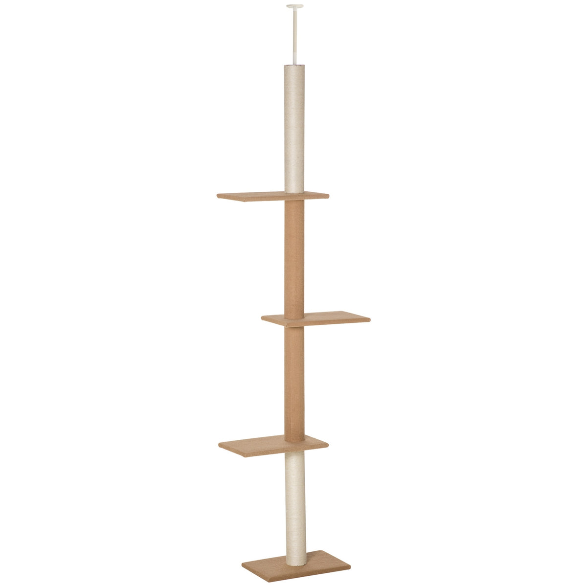 Height-Adjustable Scratching Post Climbing Tree For Cats, Play Tree, Khaki, 43X27X228-260Cm