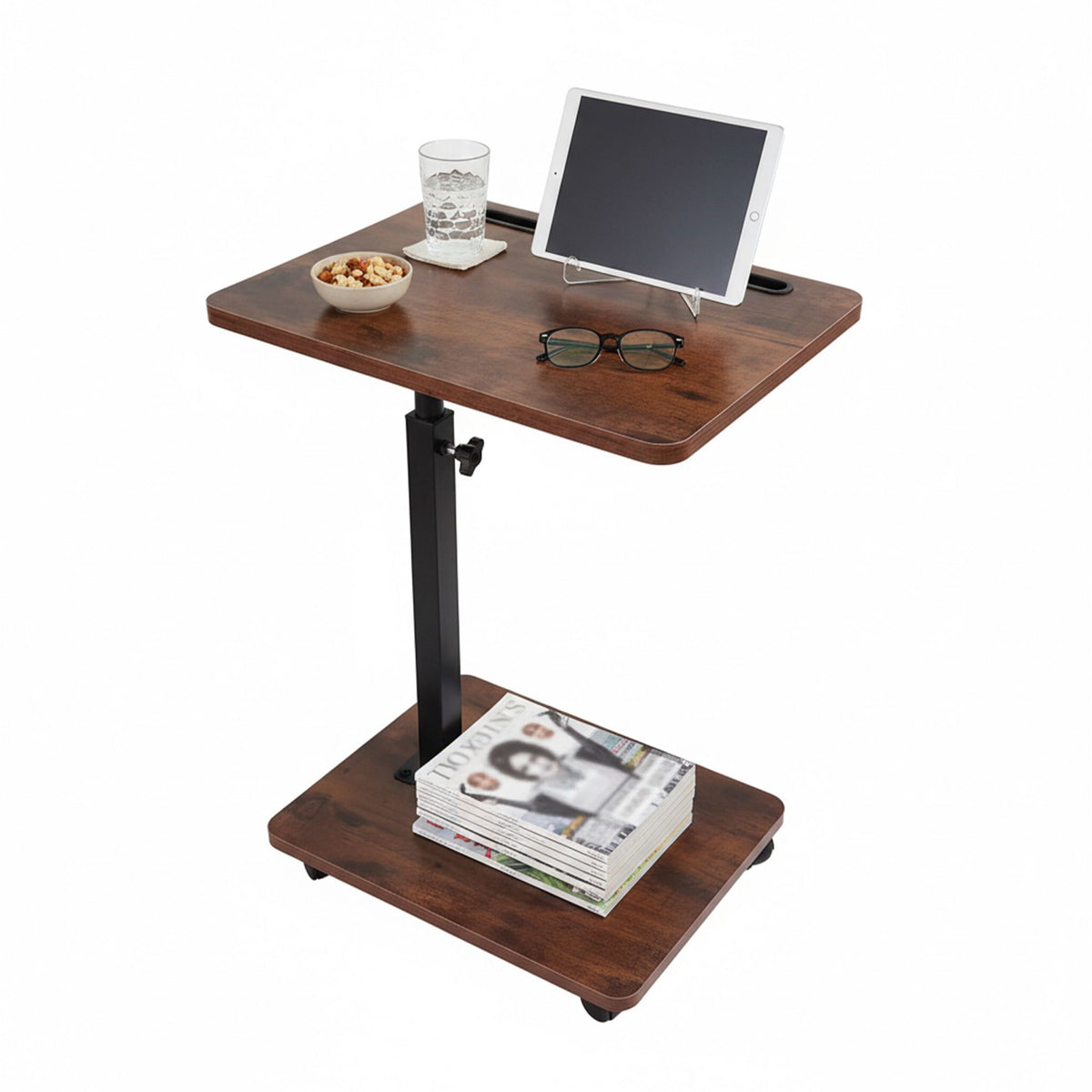 Height-Adjustable Side Table with Tablet Holder