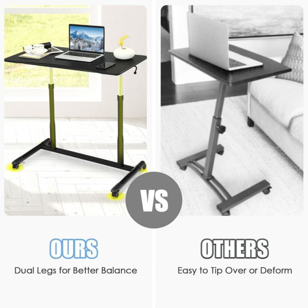 Height Adjustable Sit-Stand Desk with Locking Casters