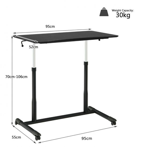 Height Adjustable Sit-Stand Desk with Locking Casters